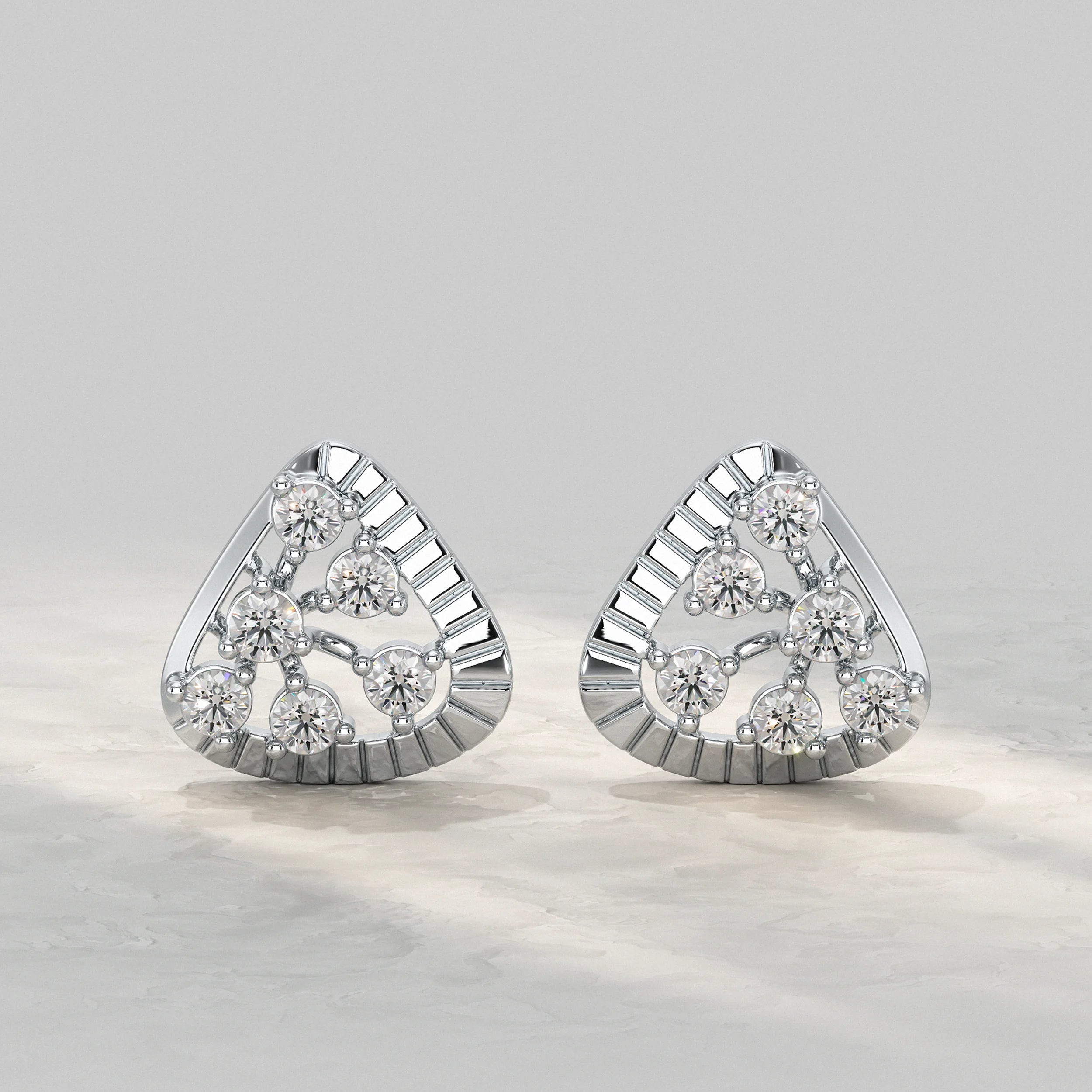 Round Lab Diamond Triangular Stud Earrings Earrings