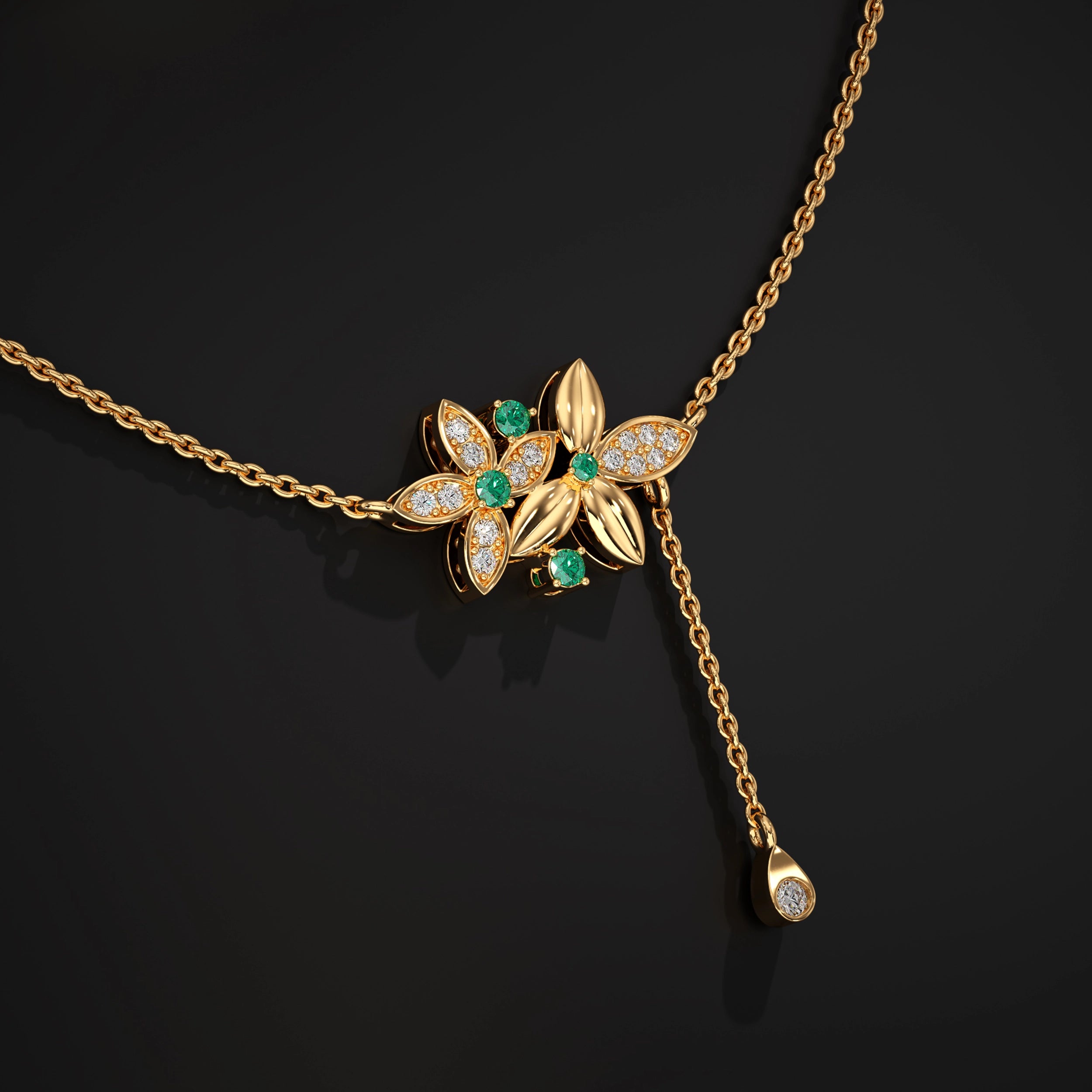Dual Flower Lab Grown Diamond Pendant Pendant