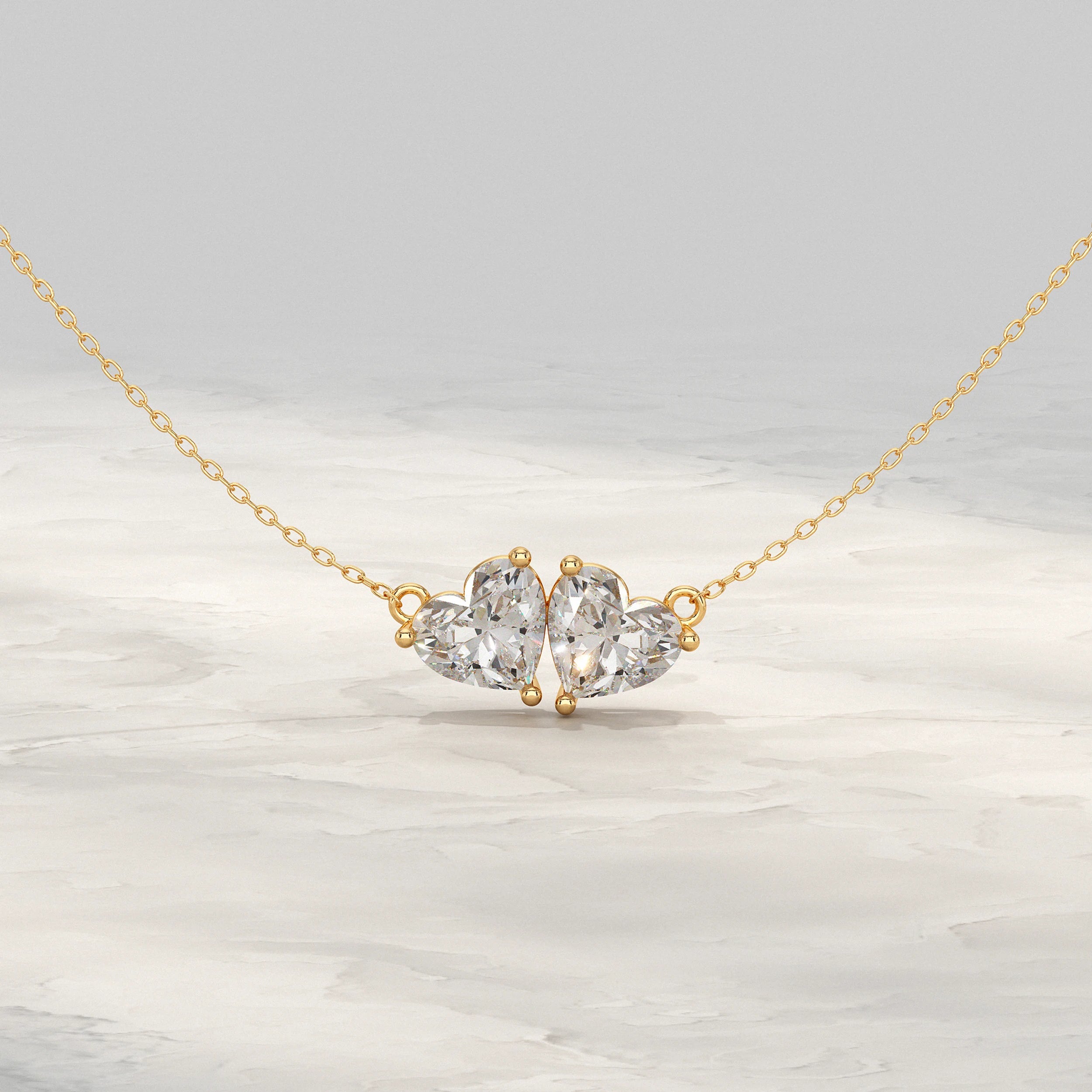 Heart Lab Diamond Toi Et Moi Pendant Pendant