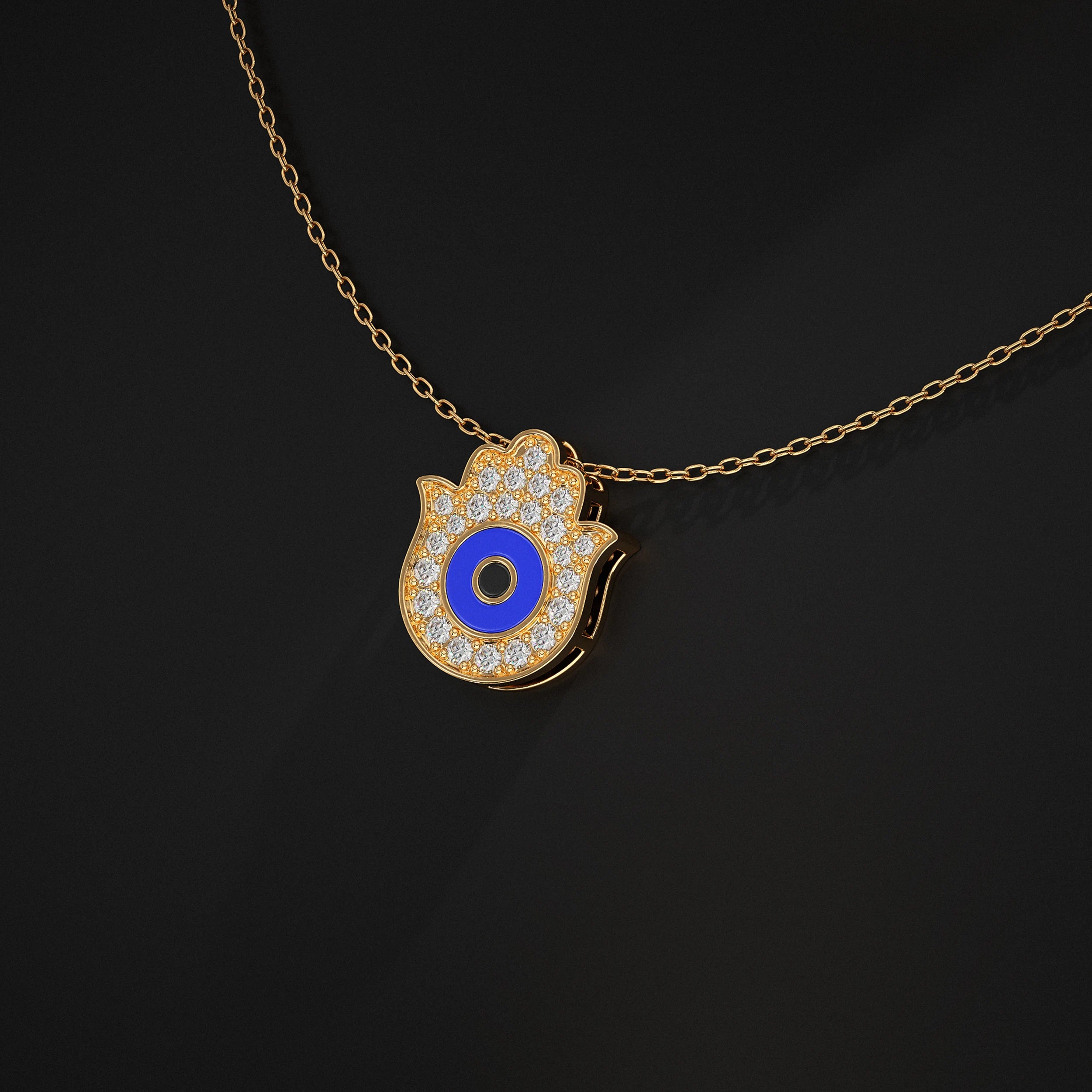 Hamsa Hand Lab Diamond Pendant Pendant