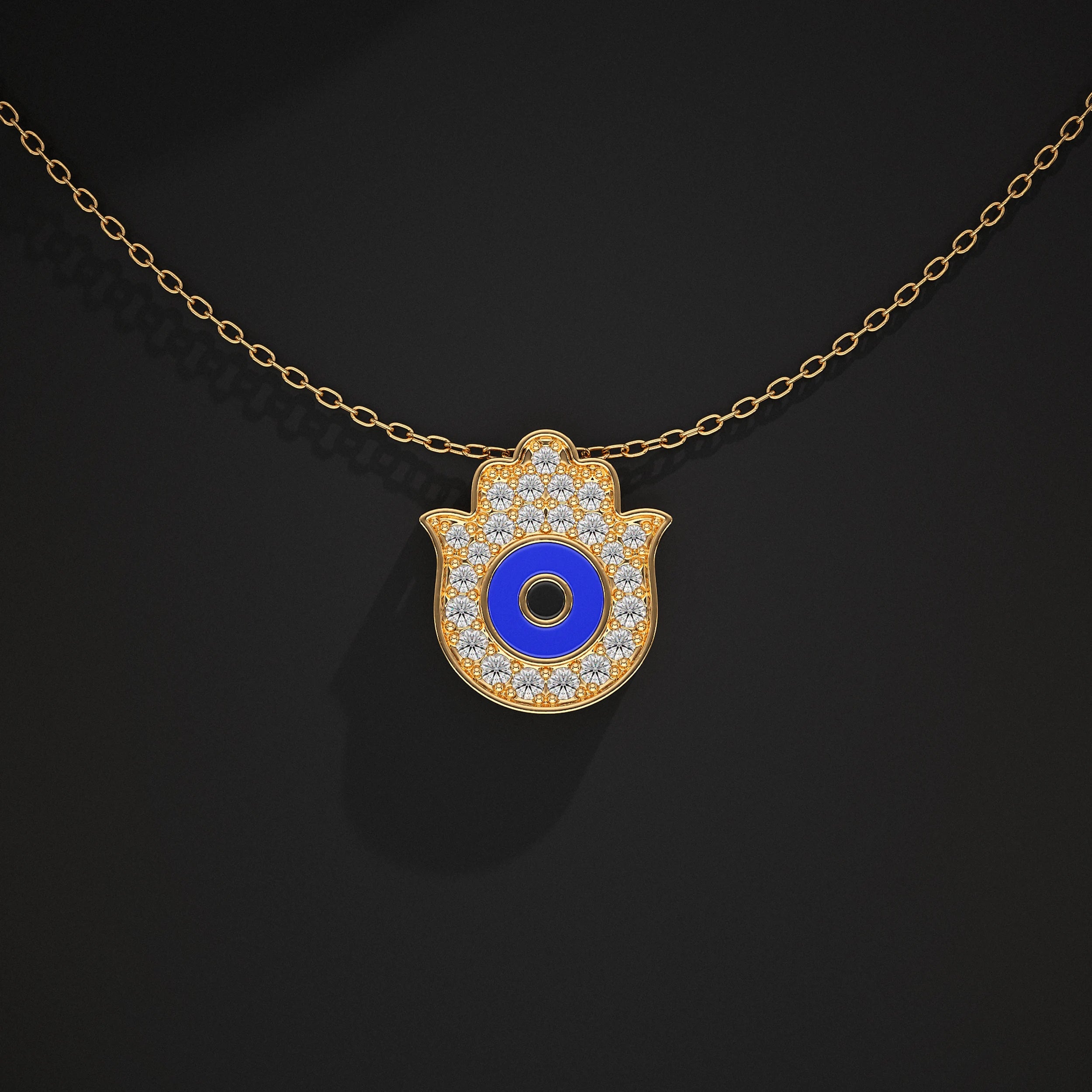 Hamsa Hand Lab Diamond Pendant Pendant