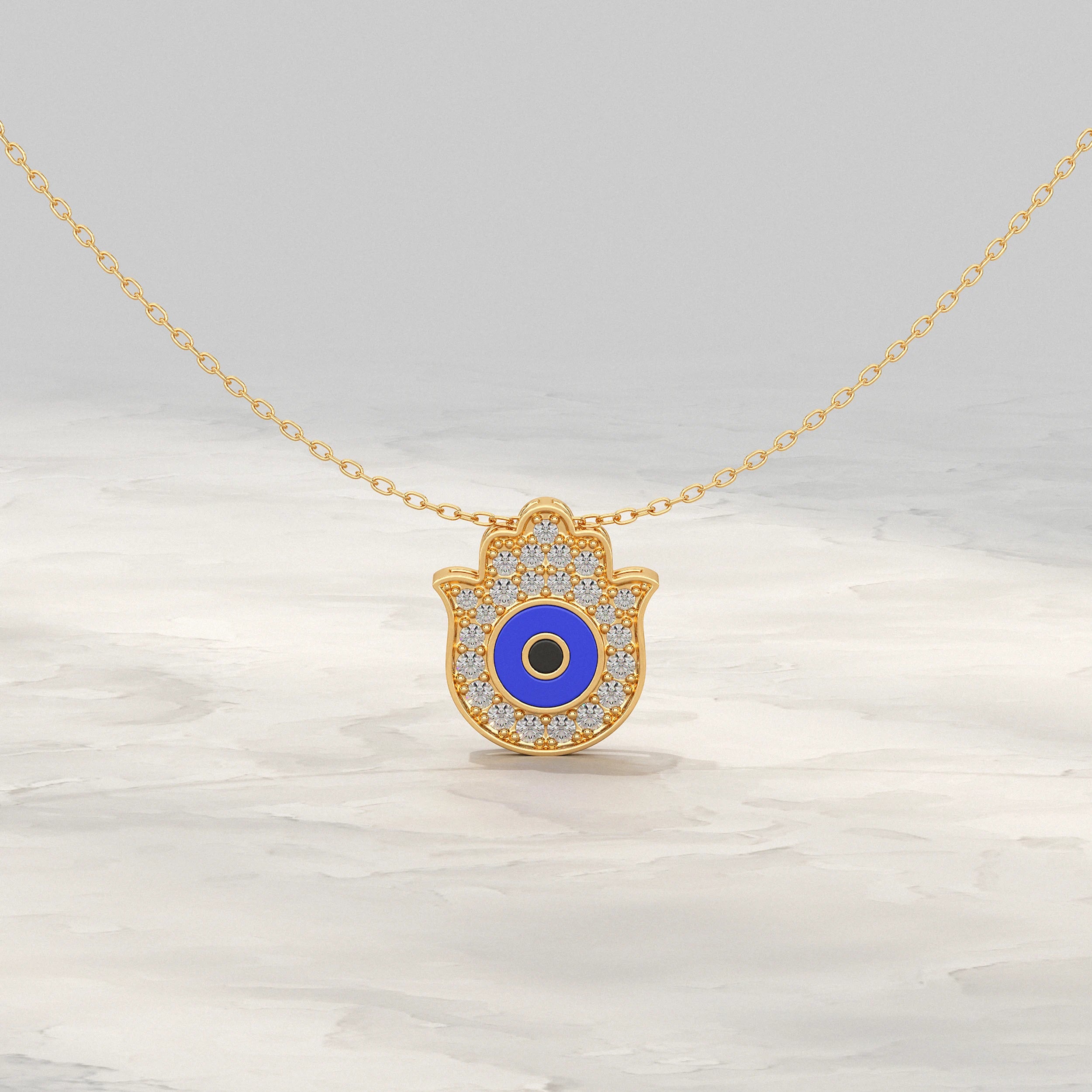 Hamsa Hand Lab Diamond Pendant Pendant