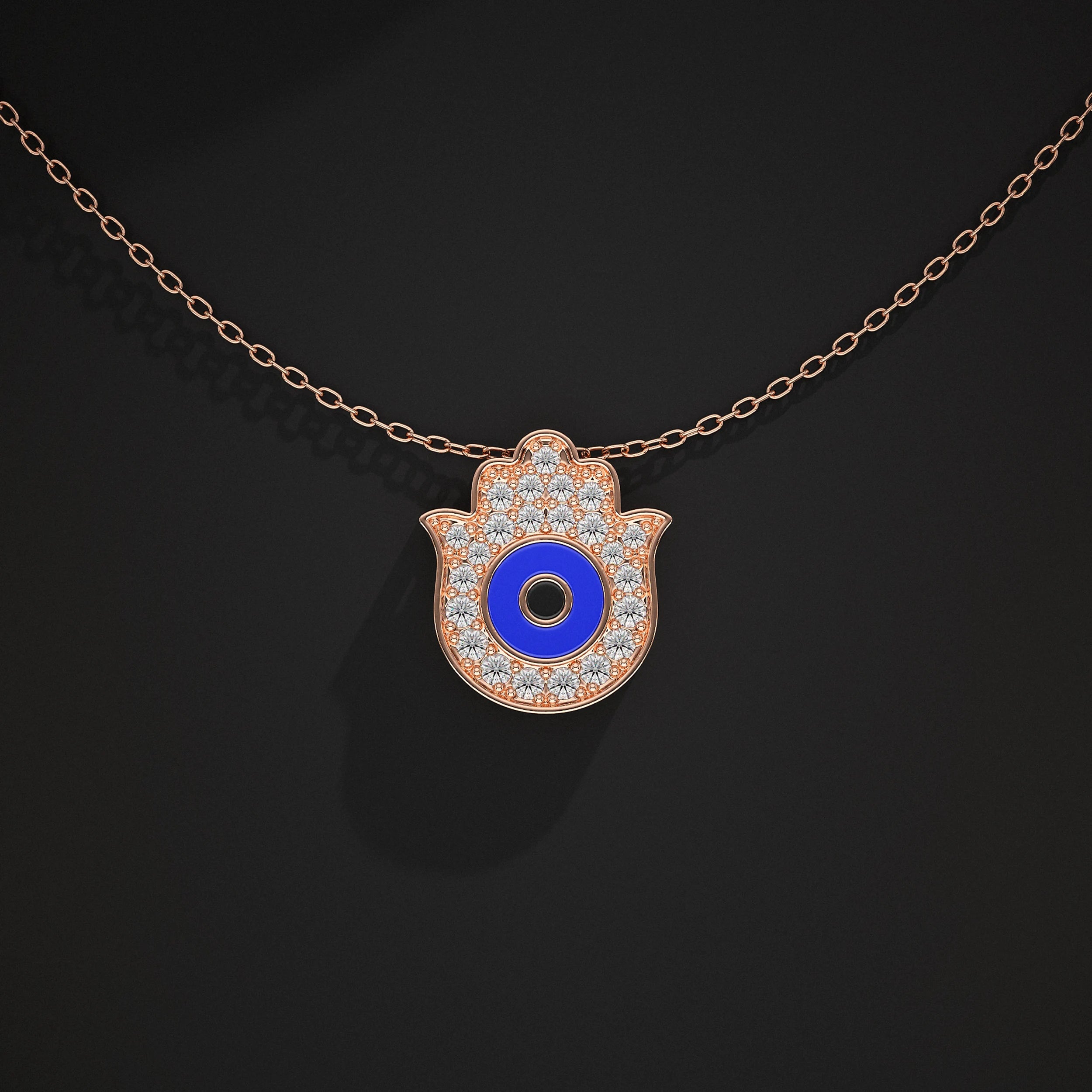 Hamsa Hand Lab Diamond Pendant Pendant