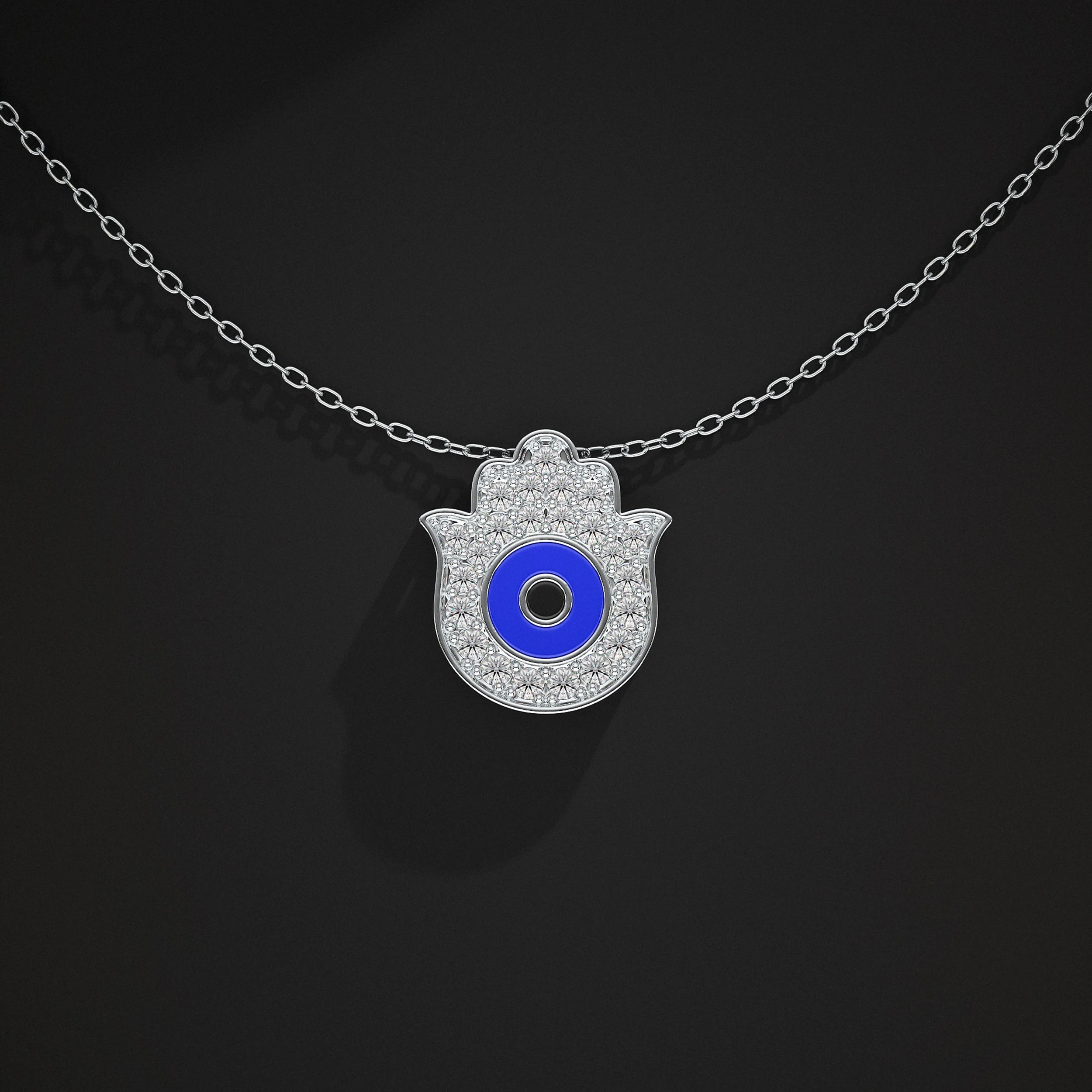 Hamsa Hand Lab Diamond Pendant Pendant