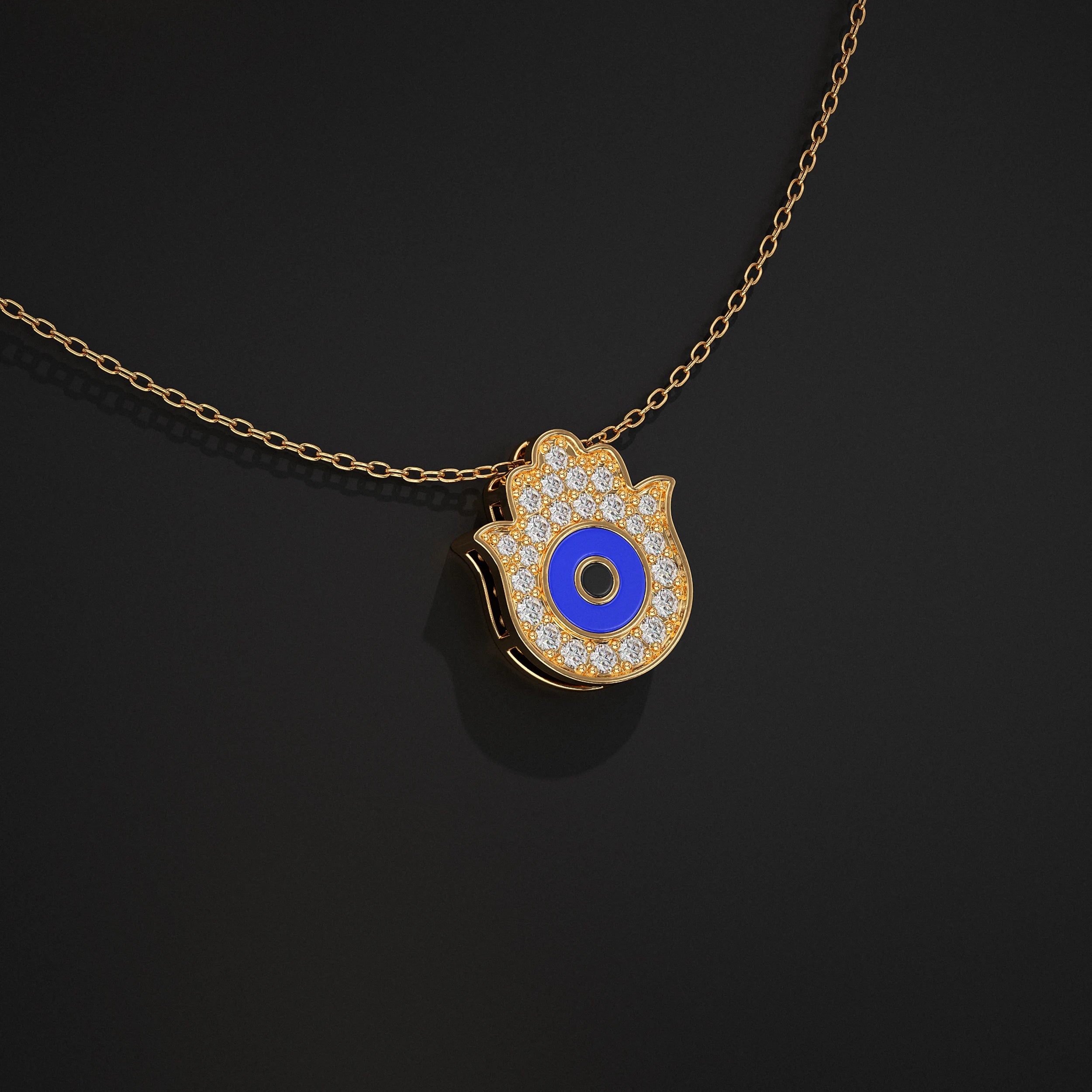 Hamsa Hand Lab Diamond Pendant Pendant