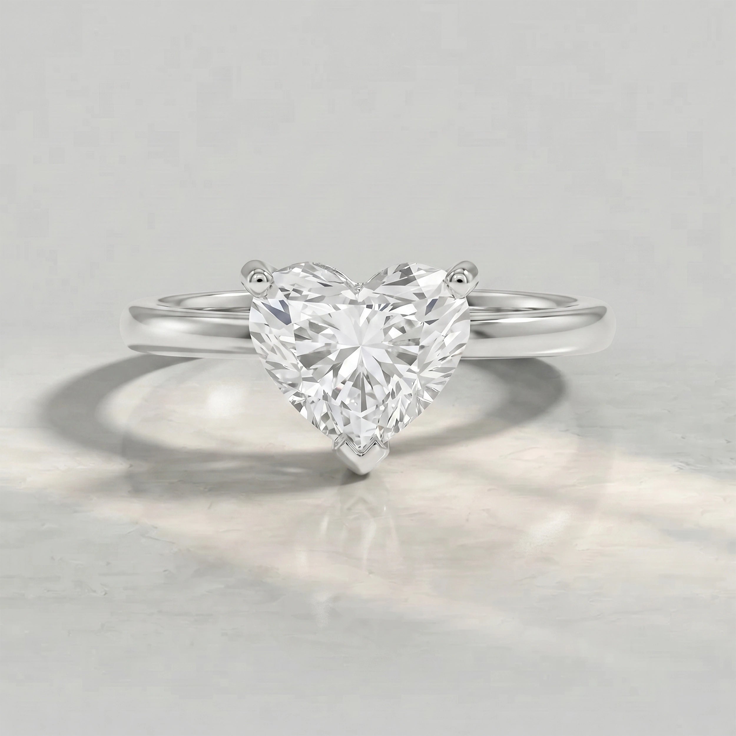Heart Cut Lab Diamond Solitaire Engagement Ring Rings