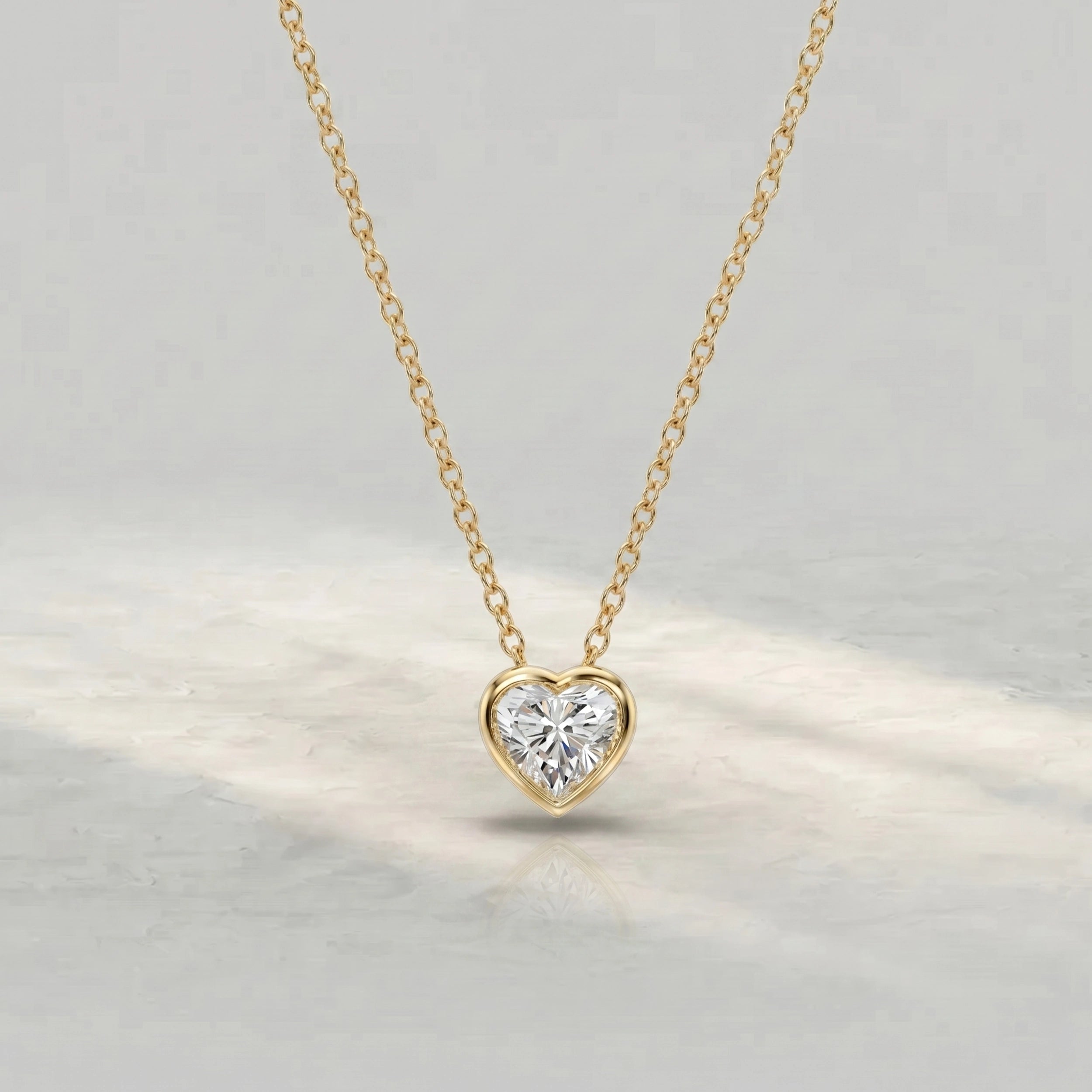 Heart Lab Diamond Bezel Set Pendant Pendant