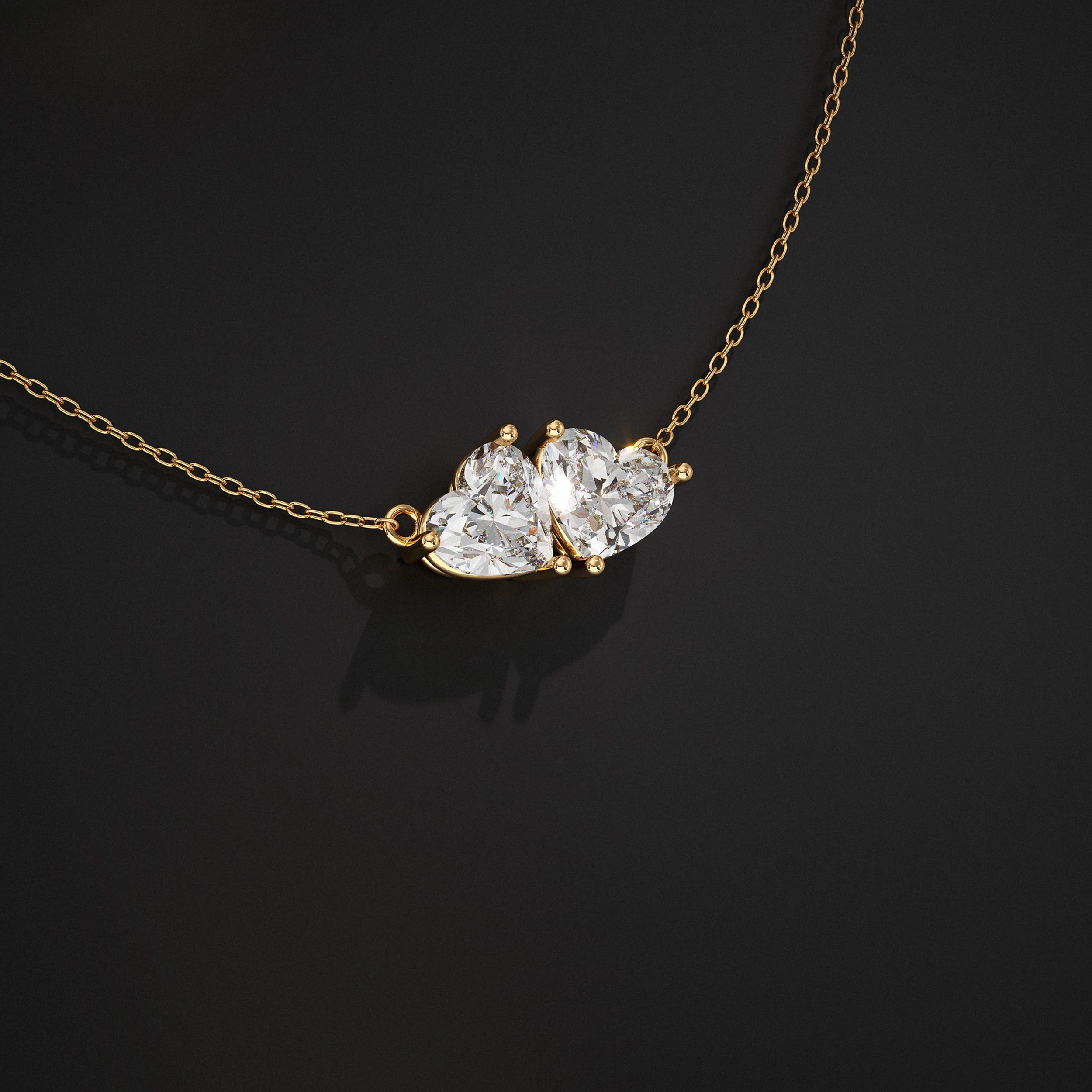 Heart Lab Diamond Toi Et Moi Pendant Pendant