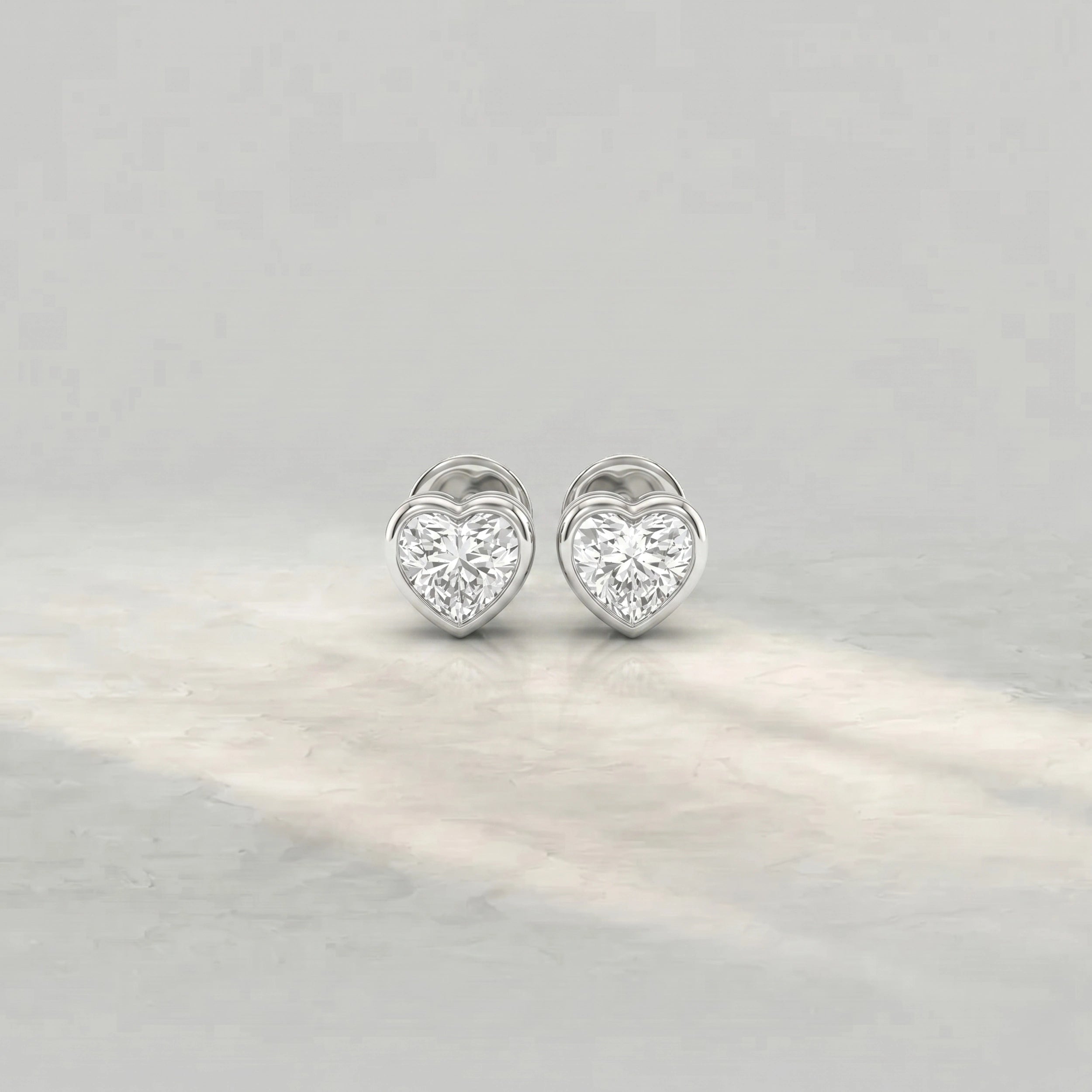 Heart Lab Diamond Bezel Set Stud Earrings Earrings