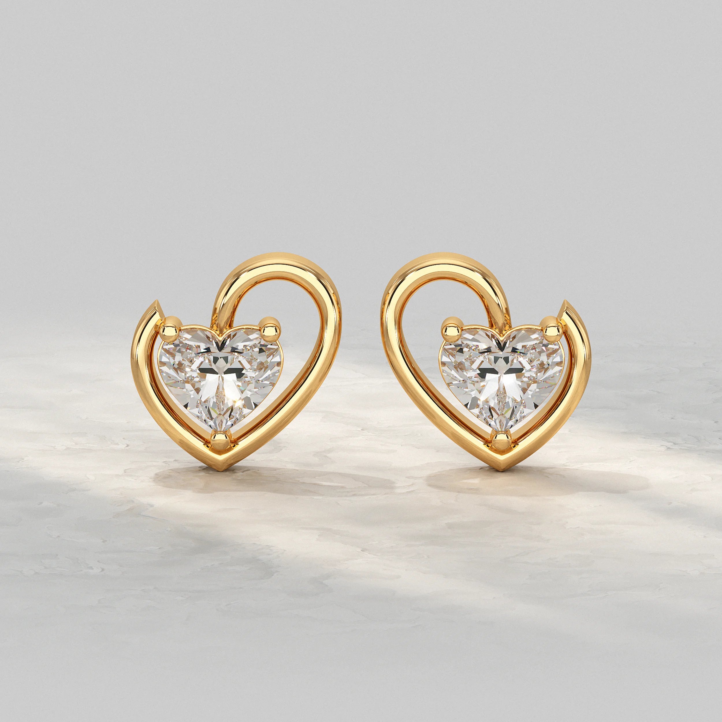Classic Heart Diamond Stud Earrings Earrings