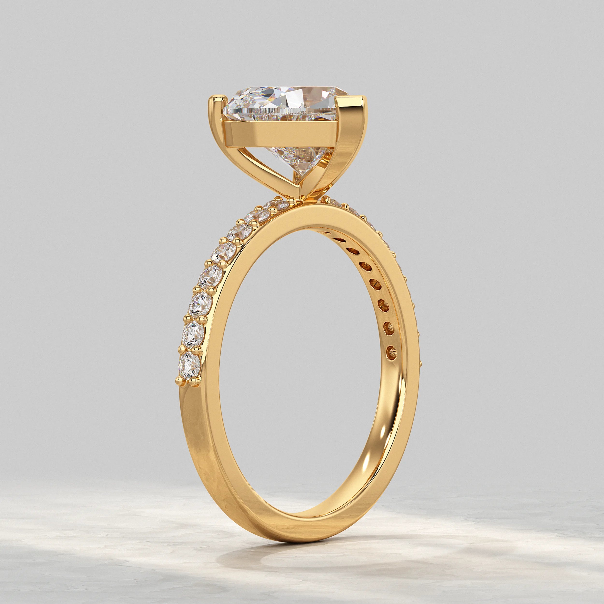 Heart Diamond Solitaire Accent Engagement Ring Rings