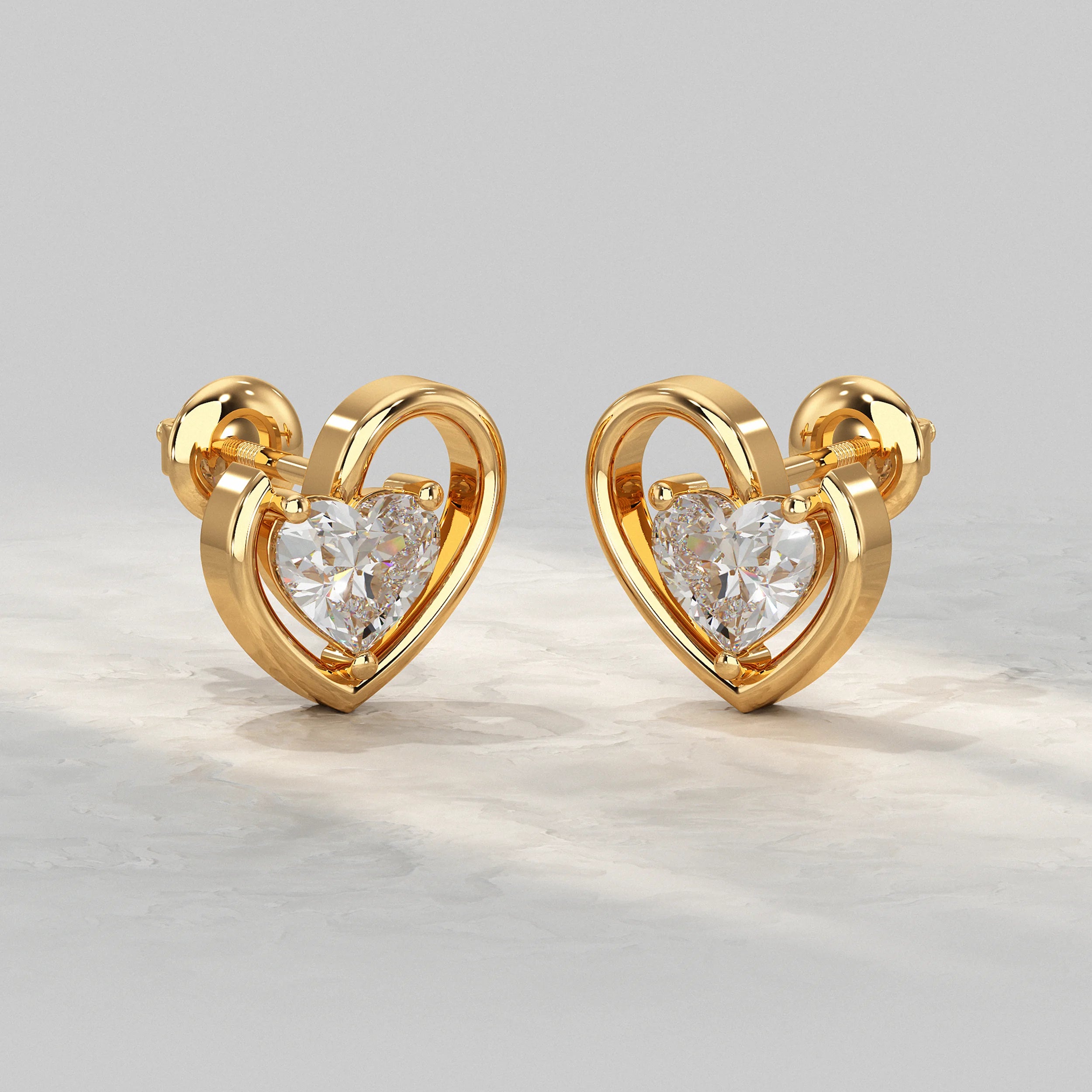Classic Heart Diamond Stud Earrings Earrings