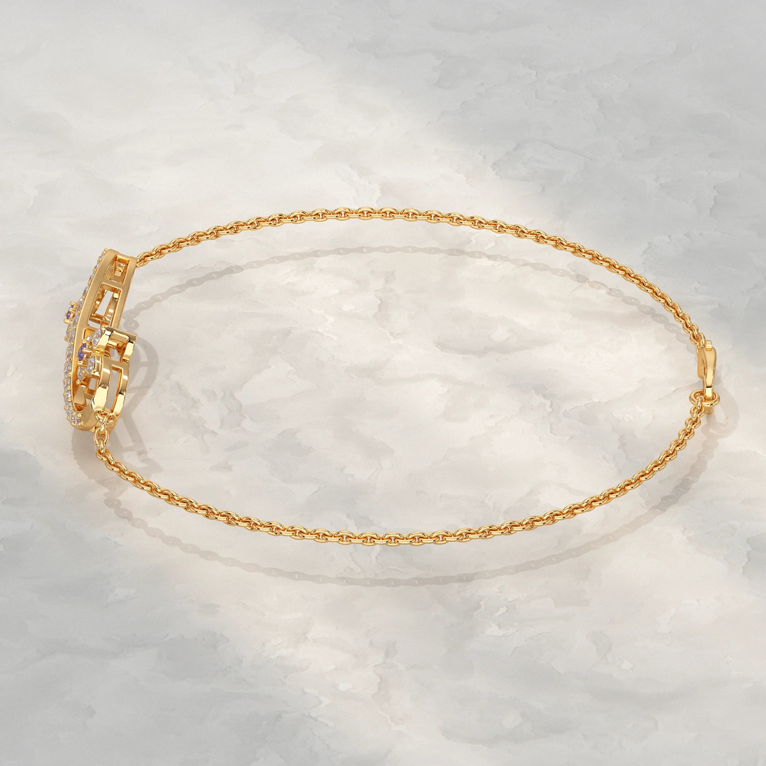 Round Lab Diamond Infinity Charm Chain Bracelet Bracelet