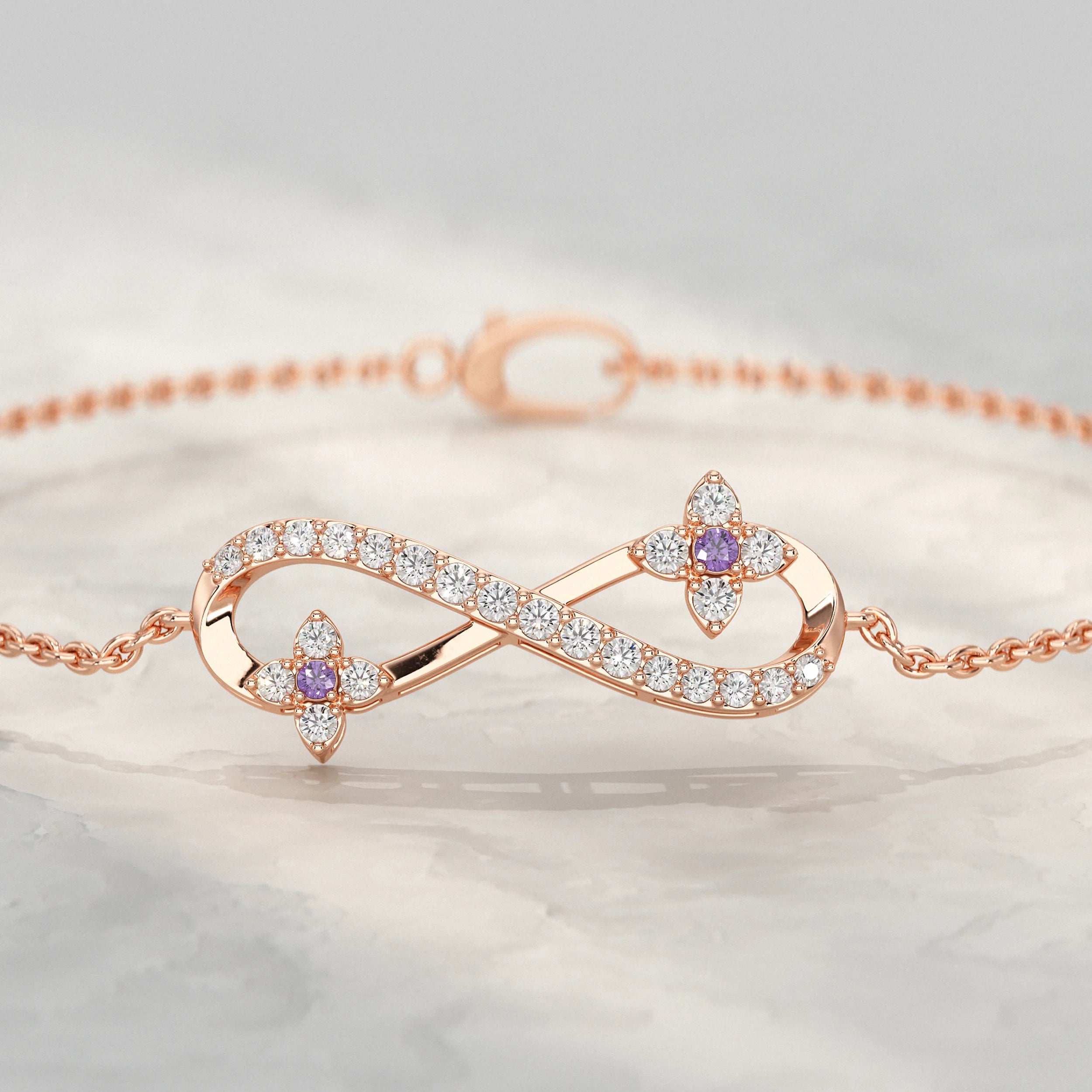 Round Lab Diamond Infinity Charm Chain Bracelet Bracelet