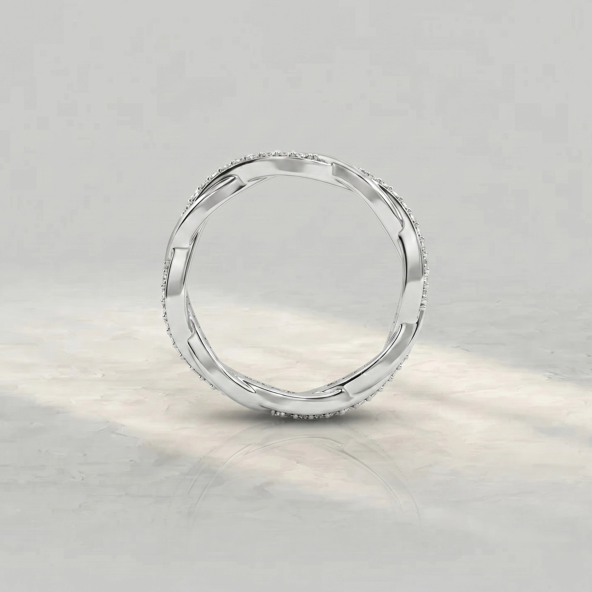 Infinity Twisted Round Diamond Wedding Band Rings