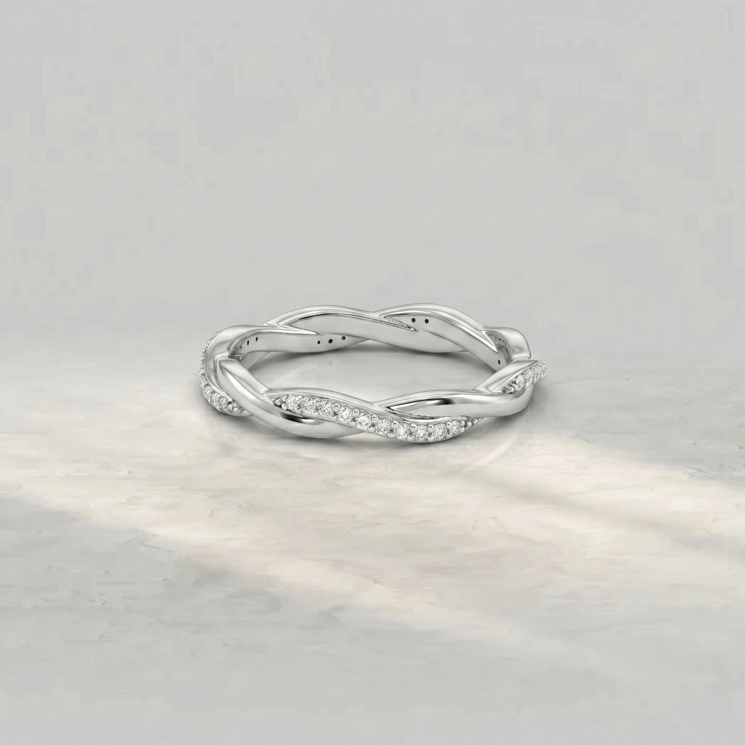 Infinity Twisted Round Diamond Wedding Band Rings