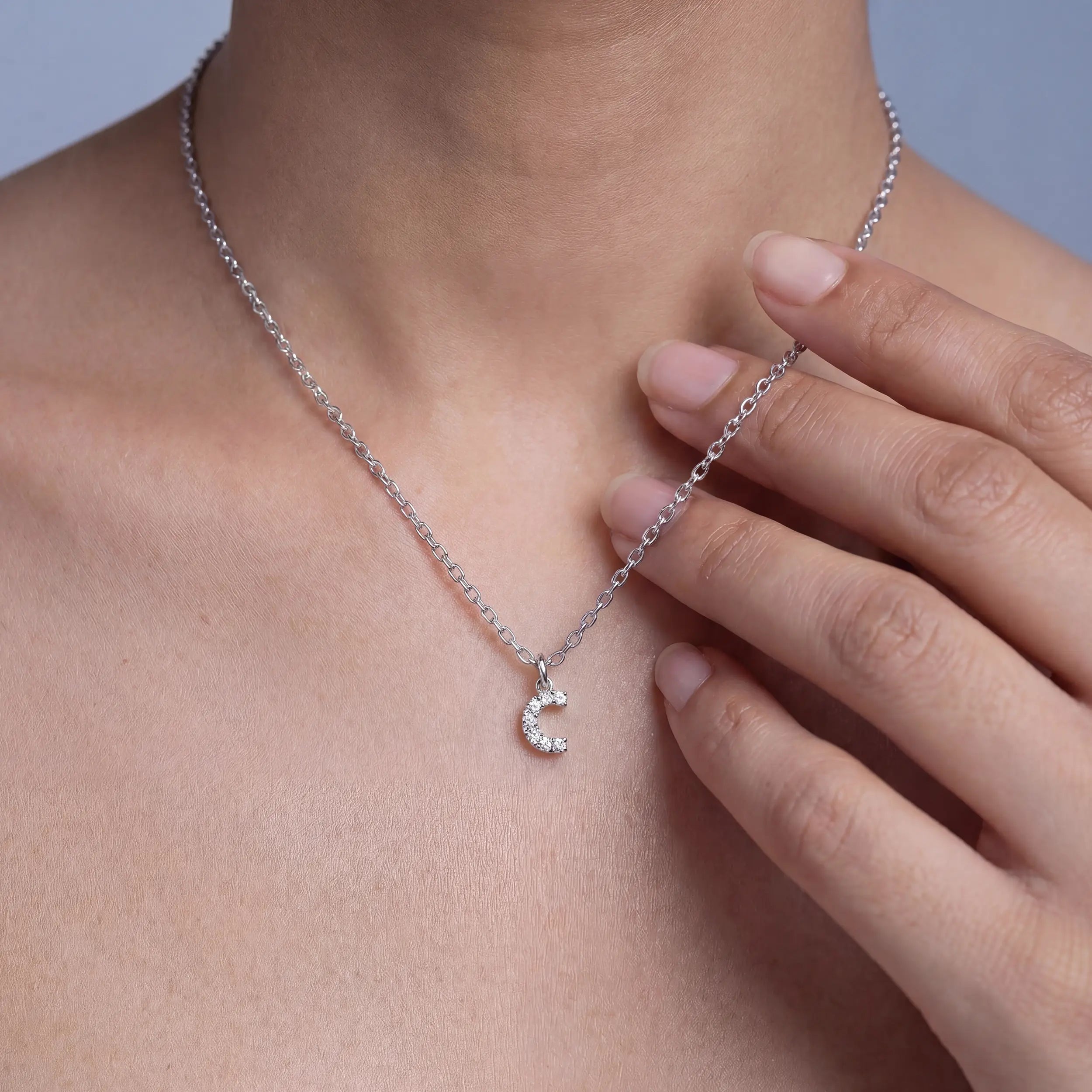 C Letter Lab Diamond Pendant Pendant