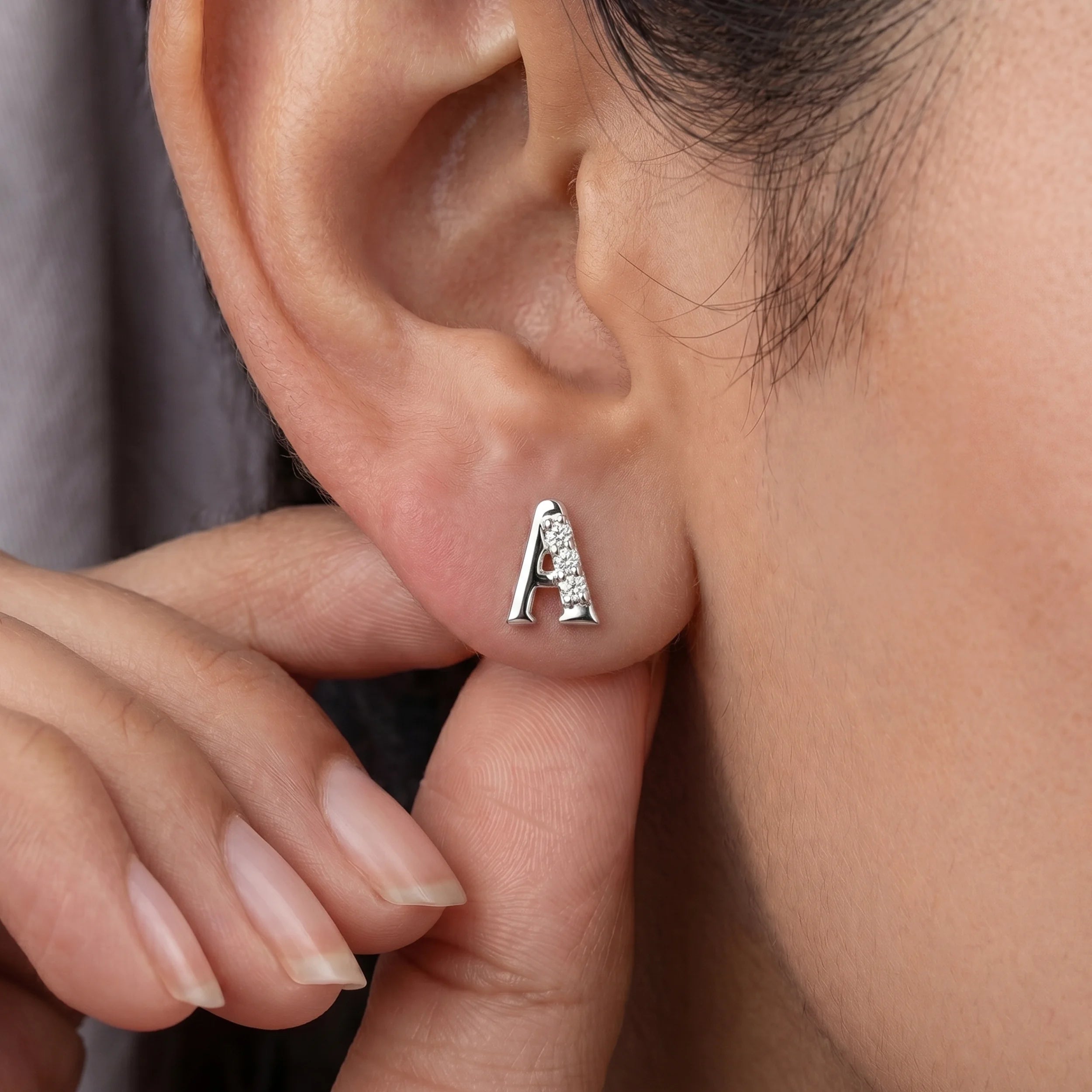 Initial Letter Lab Diamond stud earrings Earrings