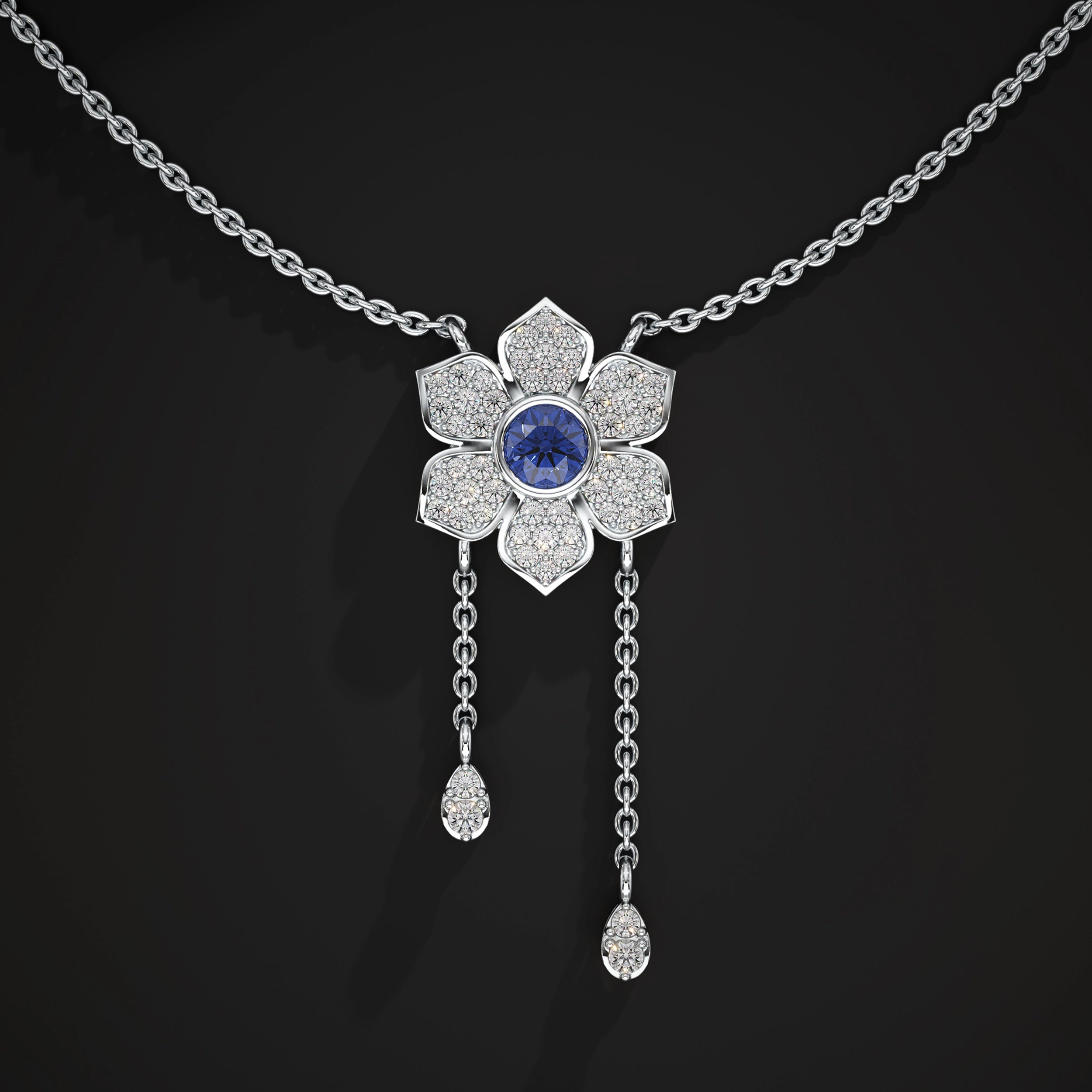 Flower Petal Pendant With Drop Chains Pendant