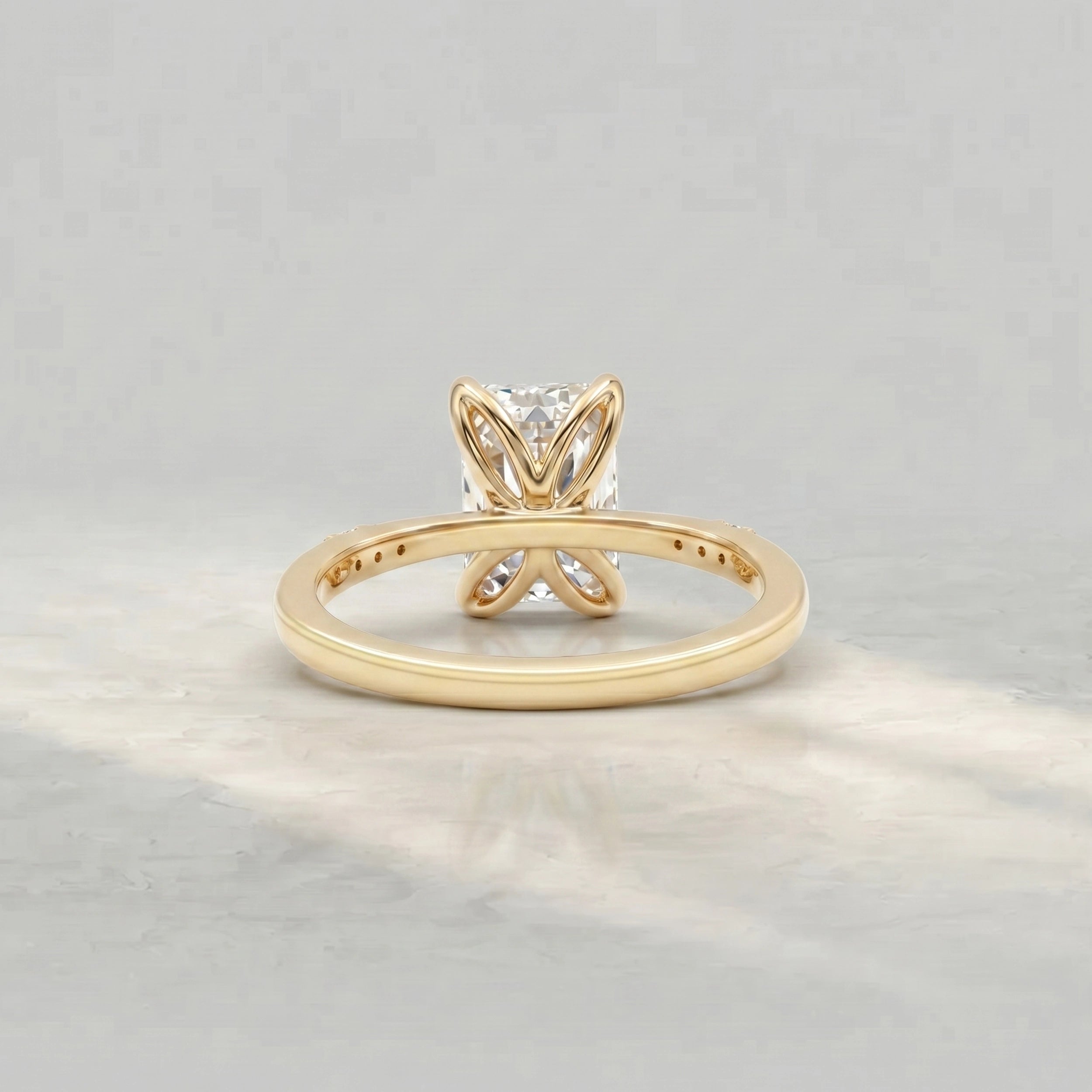 Emerald Lab Diamond Accent Engagement Ring Rings
