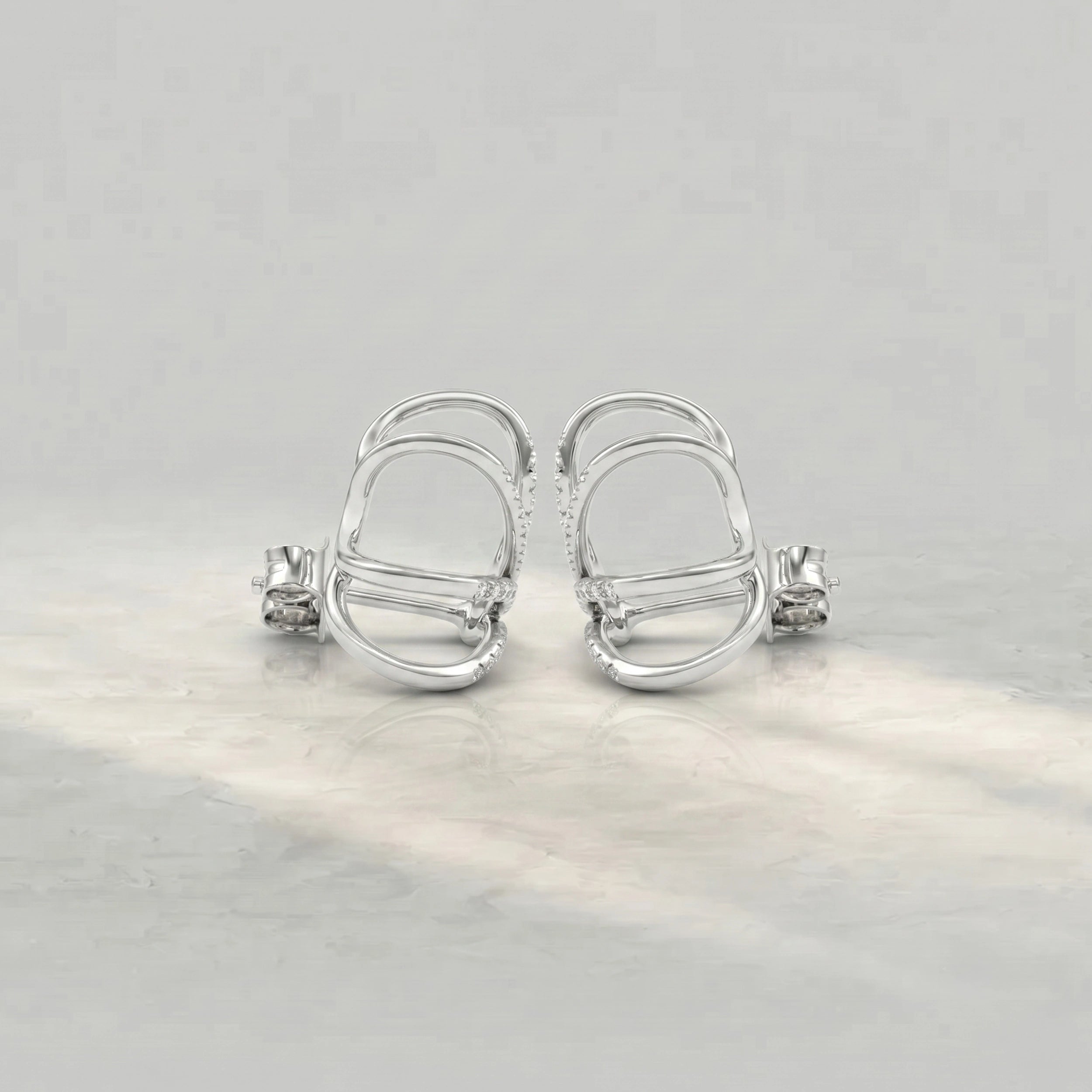 Round Diamond Arrow Cage Huggie Earrings Earrings