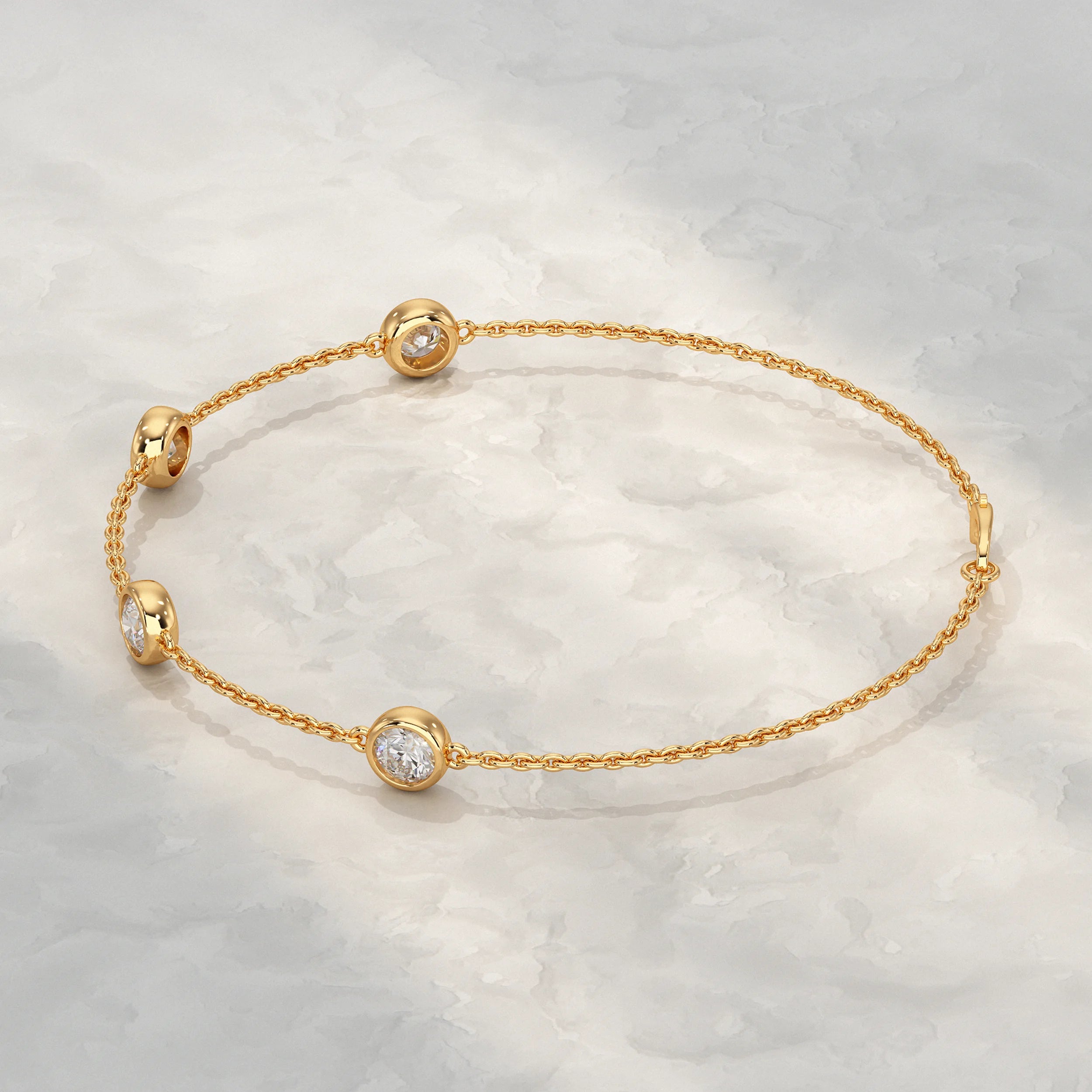 Round Cut Bezel Set Chain Bracelet Bracelet