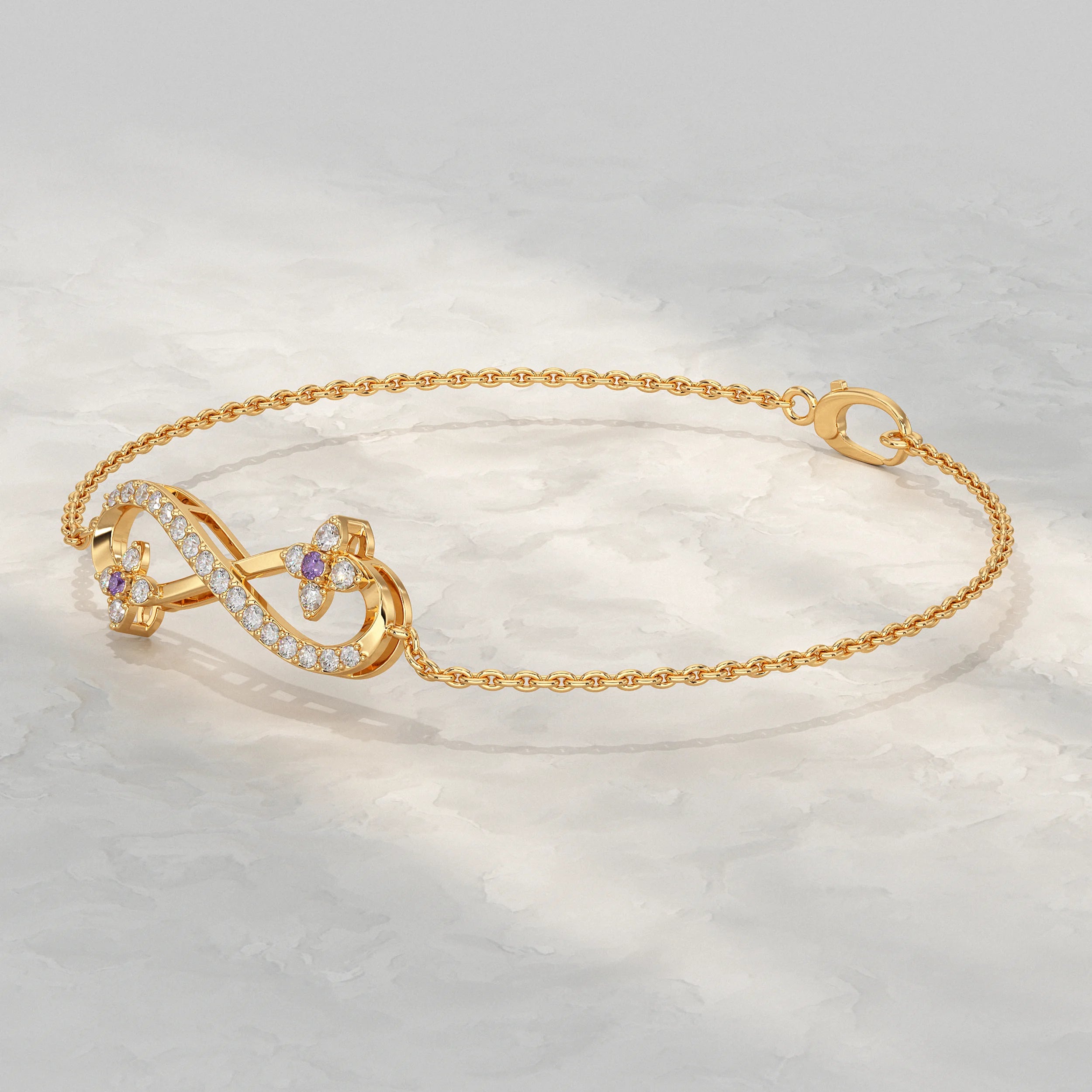 Round Lab Diamond Infinity Charm Chain Bracelet Bracelet