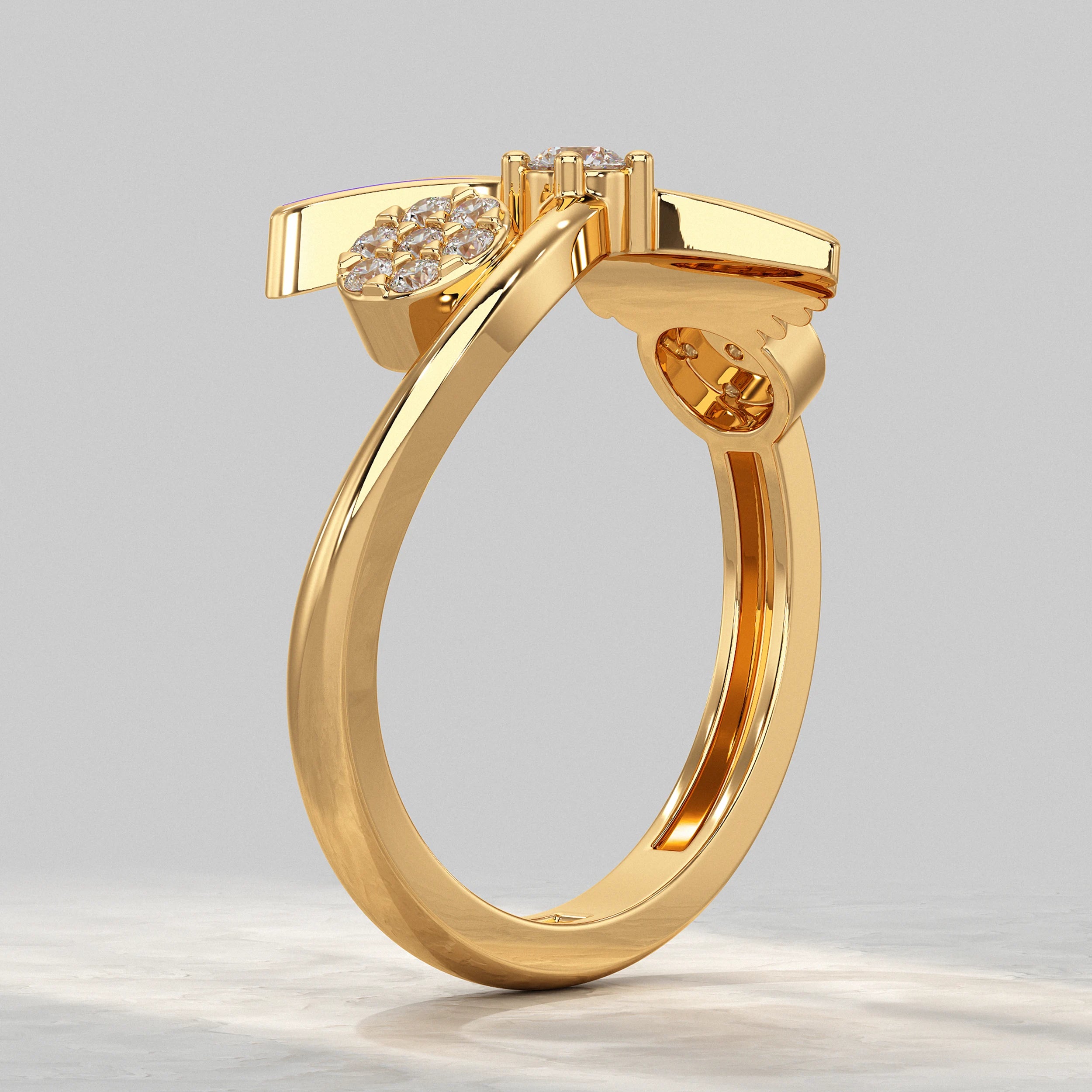 Enamel Flower Shape Lab Diamond Ring Rings