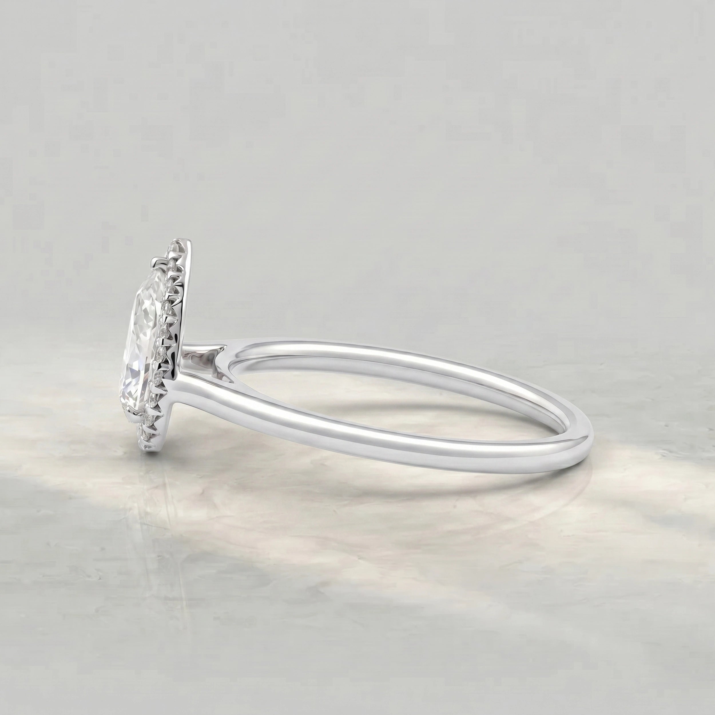 Pear Cut Lab Diamond Halo Engagement Ring Rings