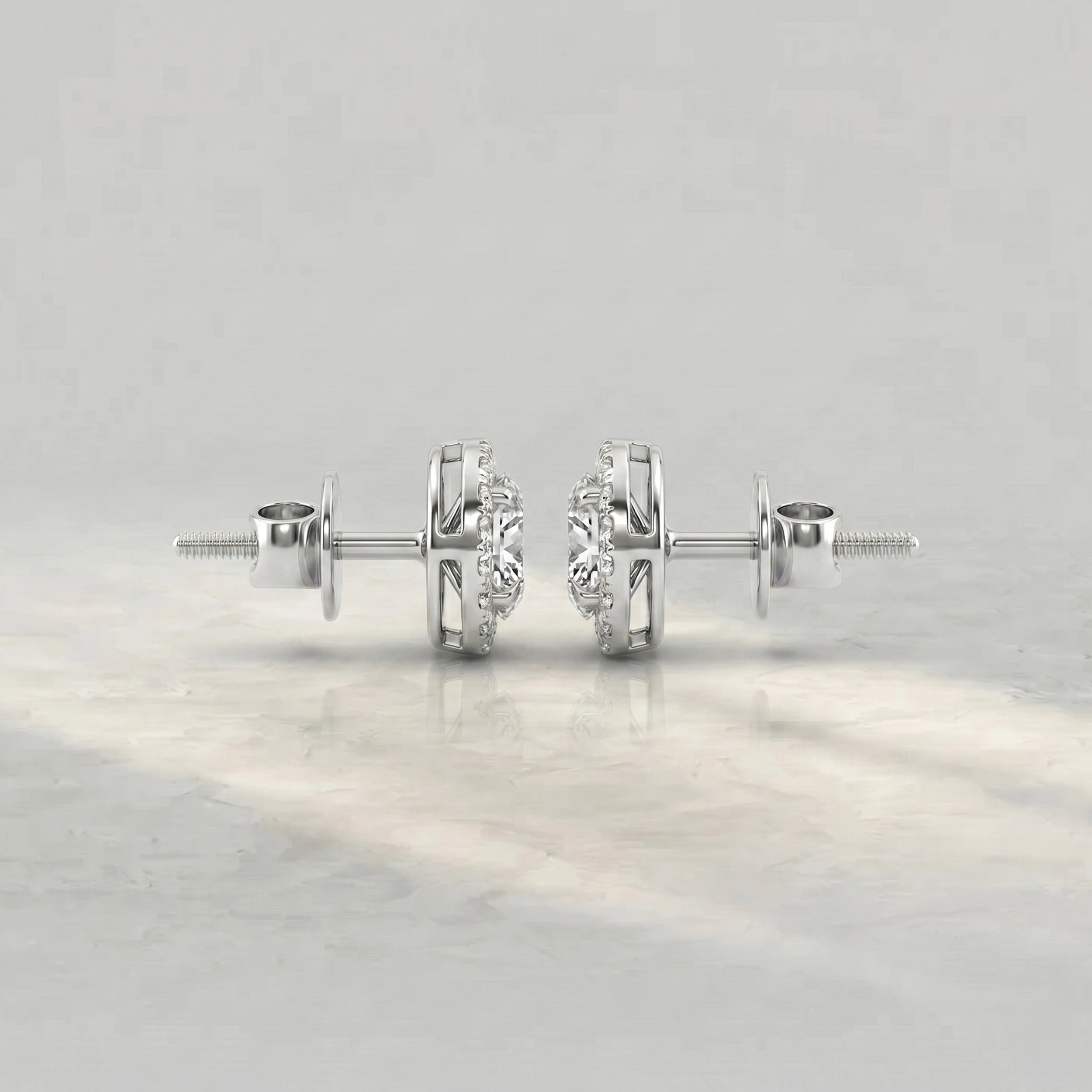 Oval Lab Diamond Halo Stud Earrings Earrings
