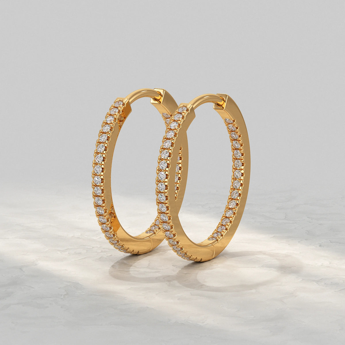 Round Lab Diamond In- Out Hoop Earrings Earrings