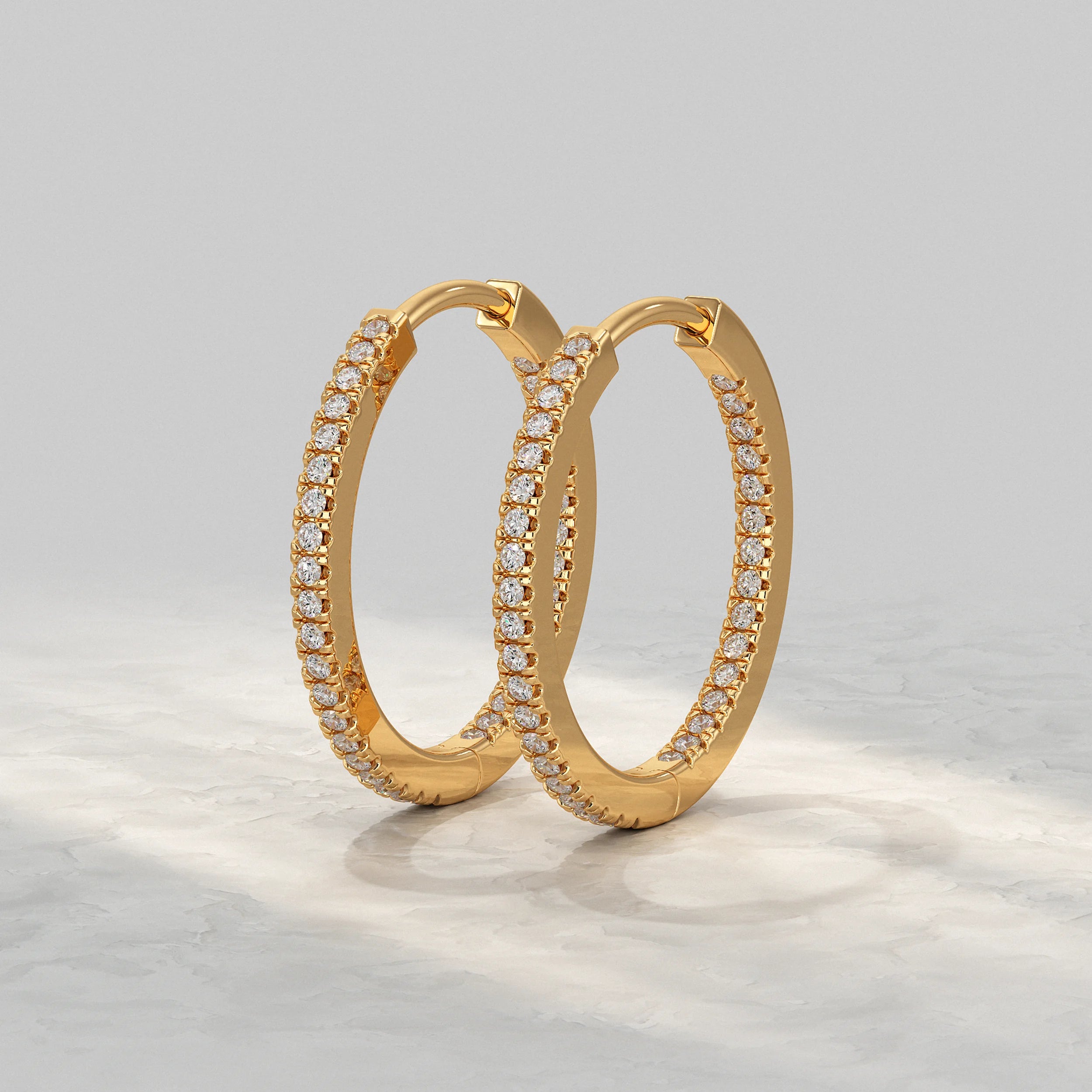 Round Lab Diamond In- Out Hoop Earrings Earrings