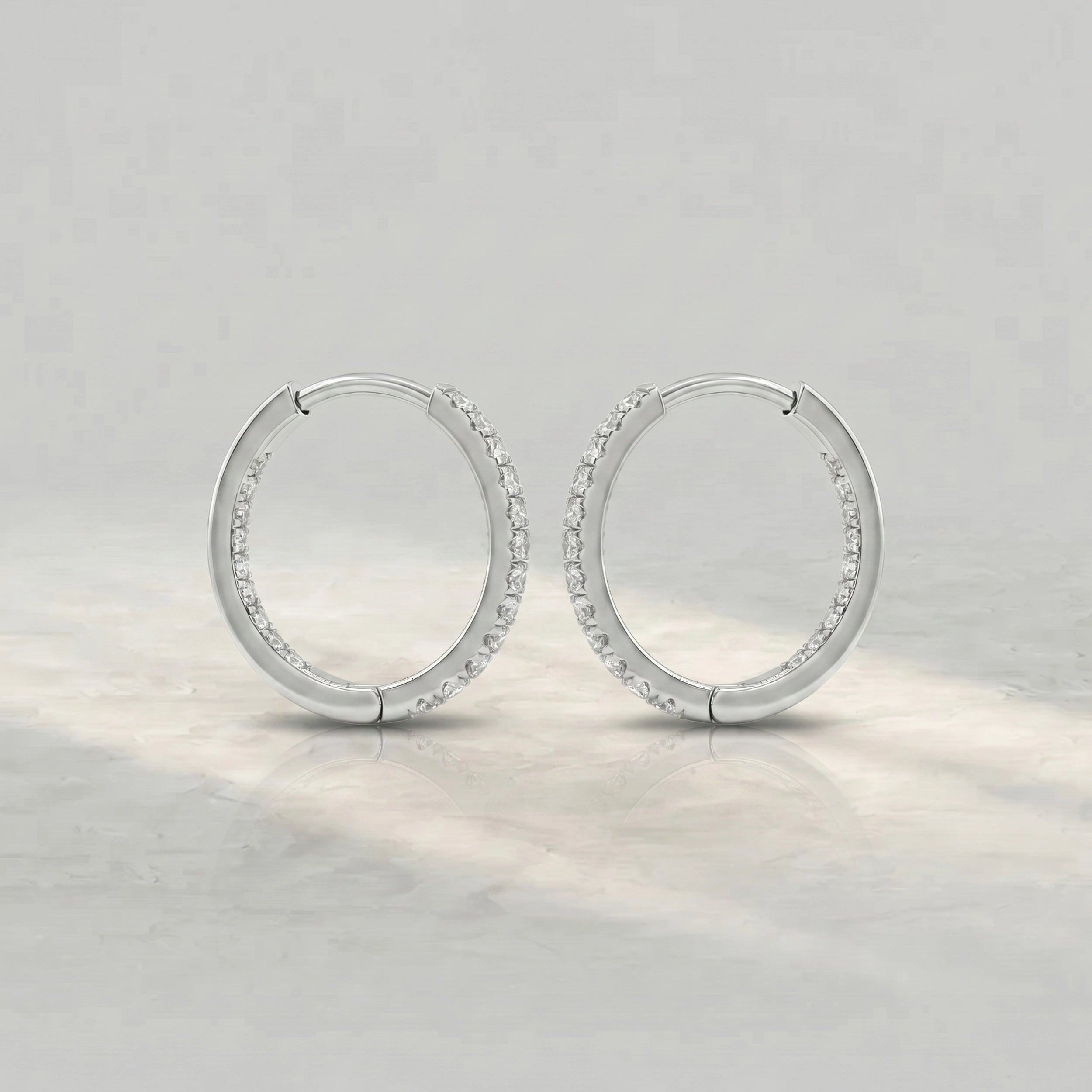 Round Diamond Inside Hoop Earrings Earrings