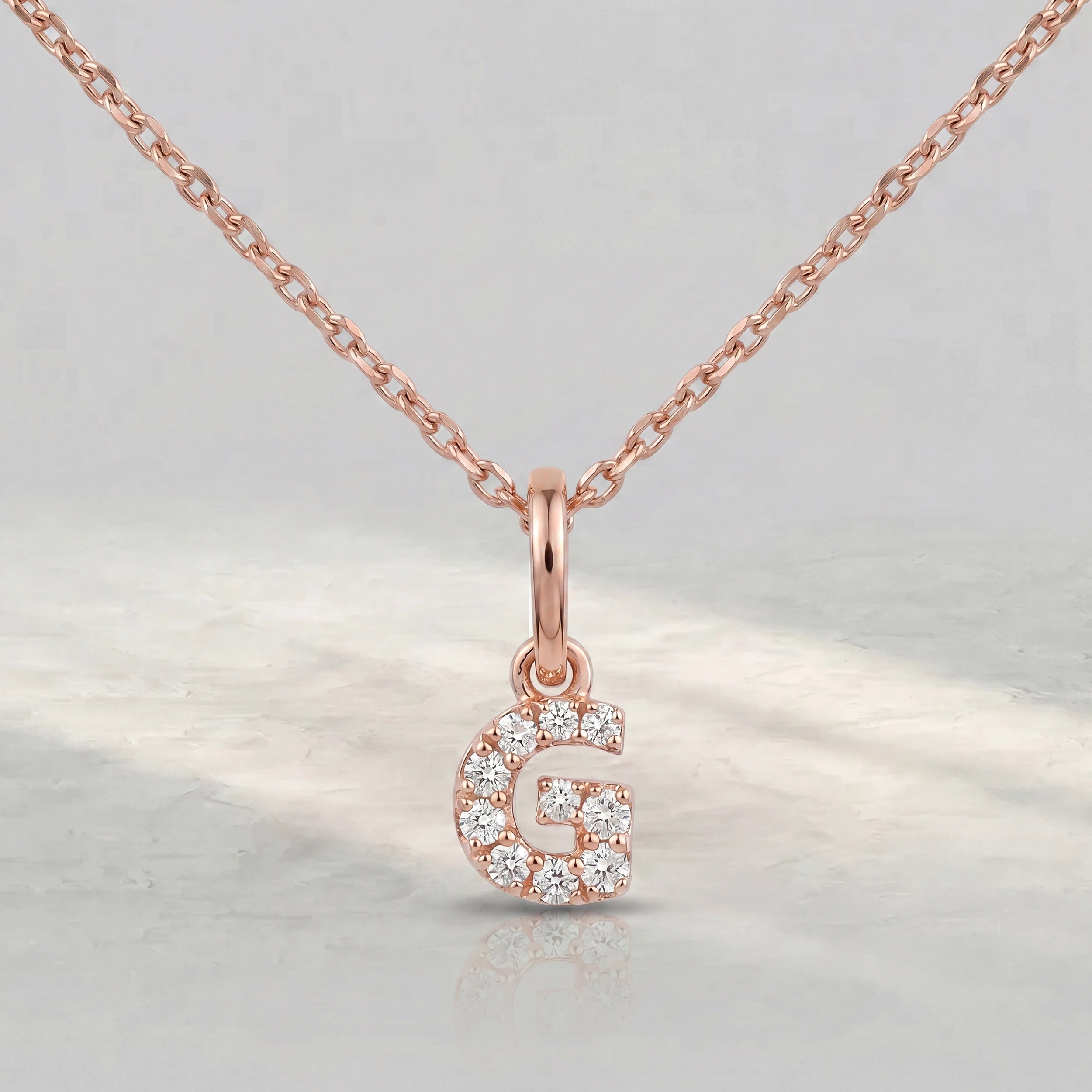 Round Diamond Initial Letter Pendant Pendant