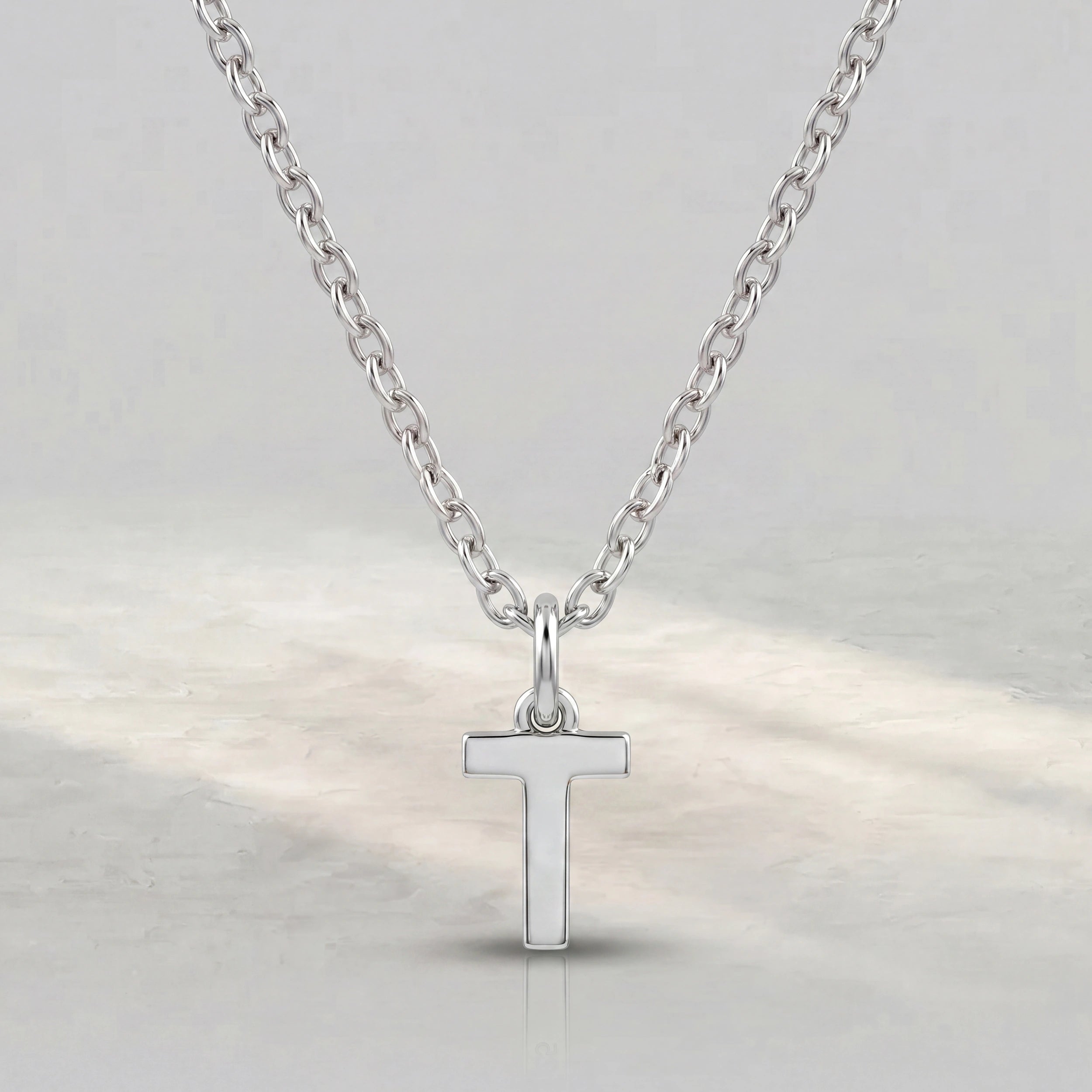 Initial Letter T Round Diamond Pendant Pendant