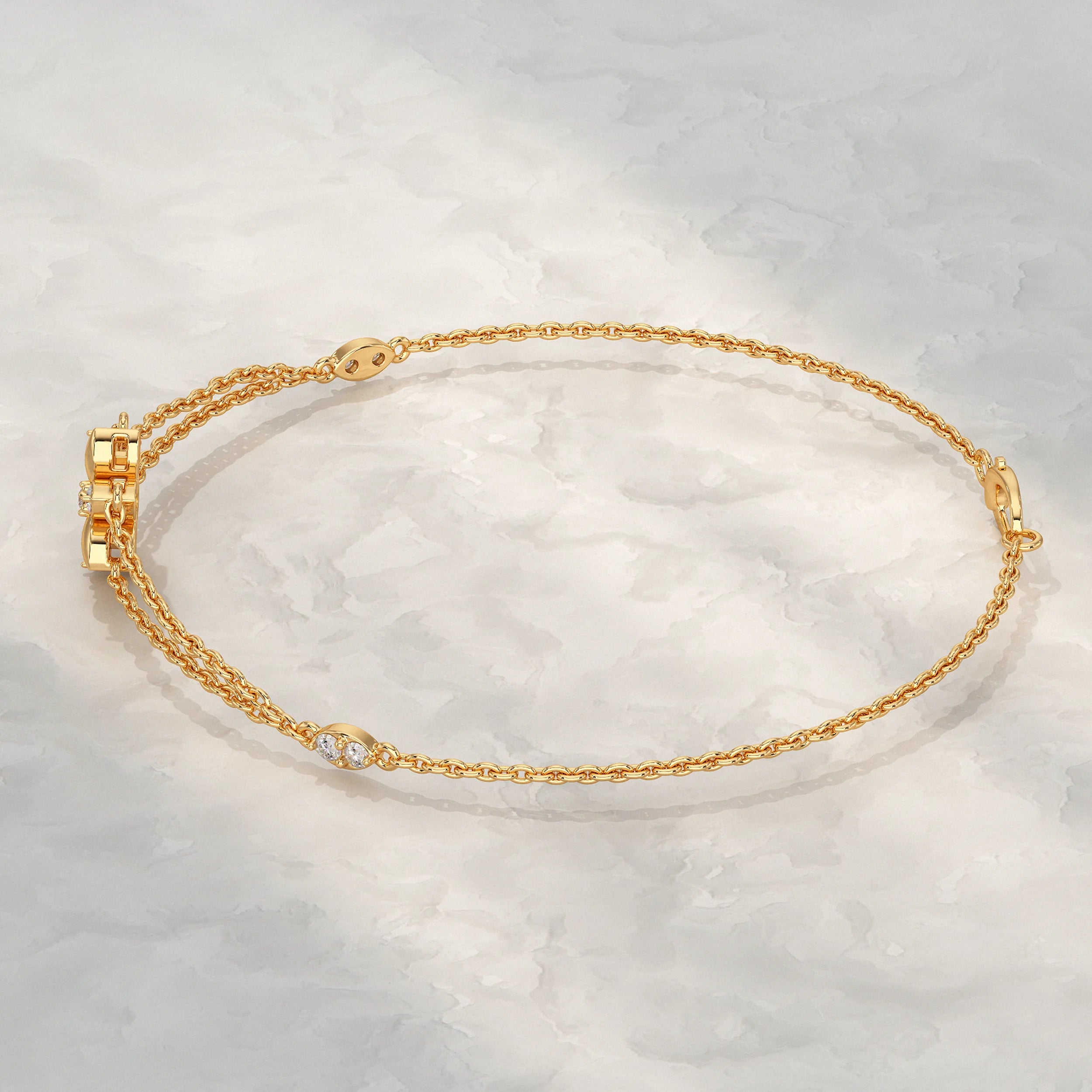Round Diamond Floral Design Chain Bracelet Bracelet