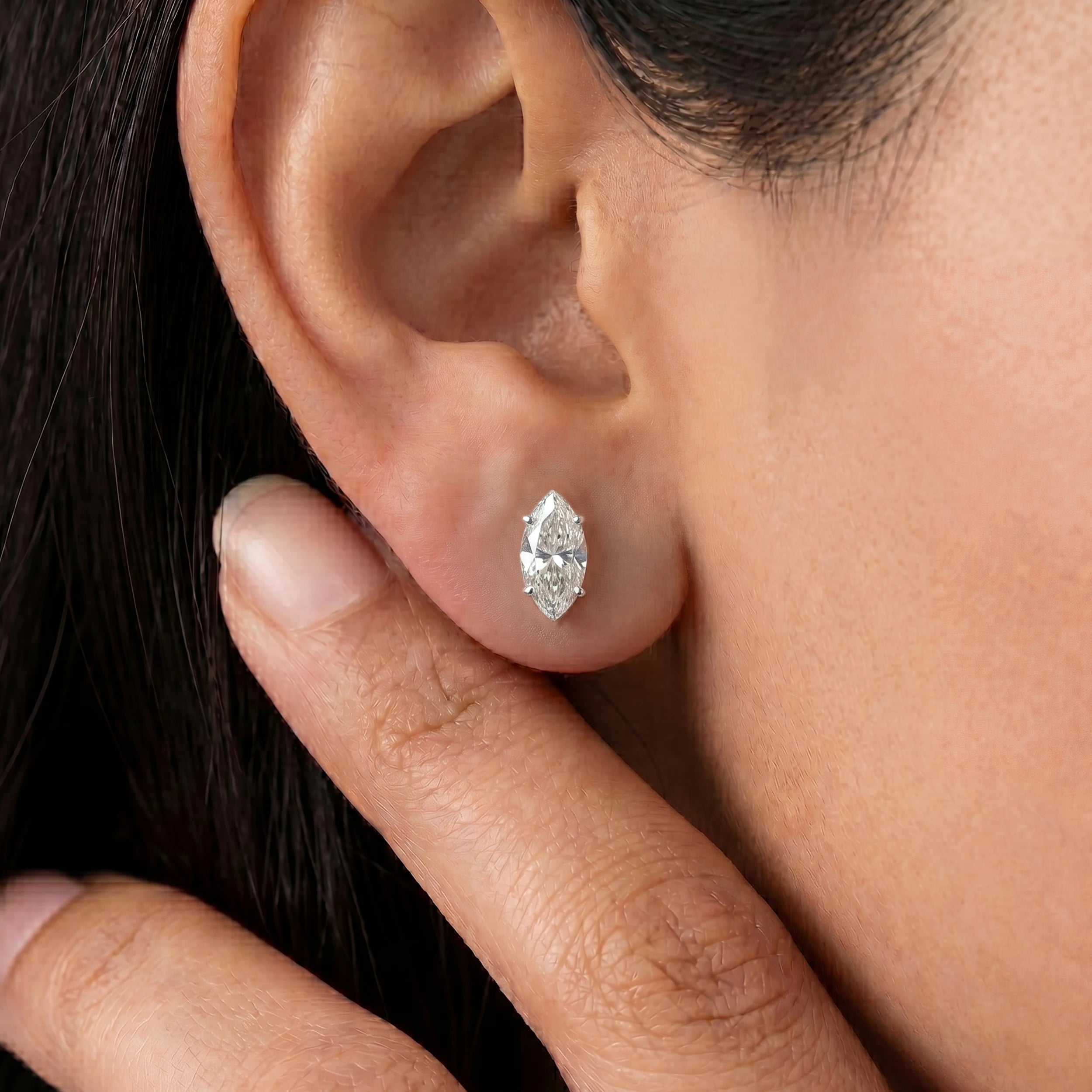 Marquise Lab Diamond Stud Earrings
