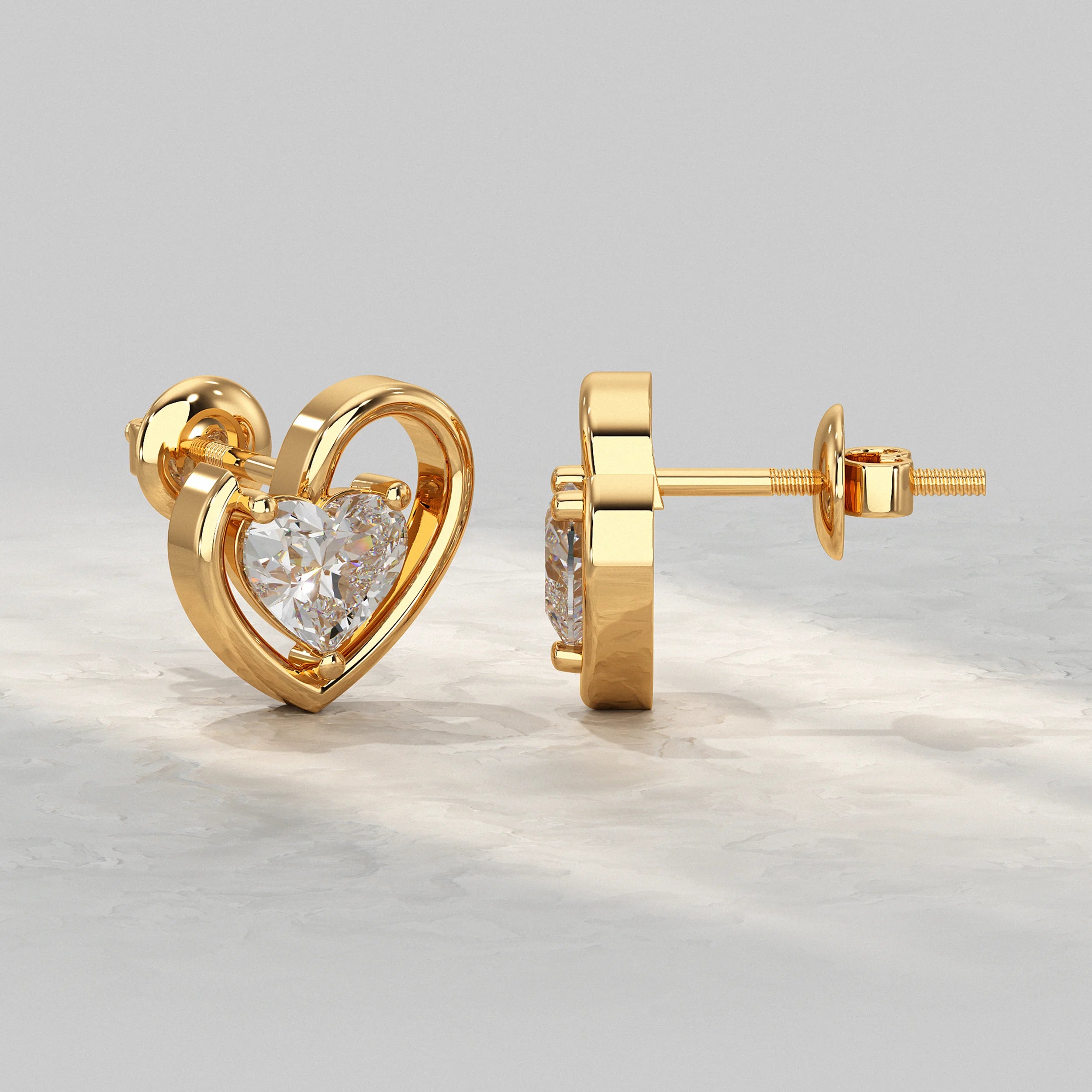 Classic Heart Diamond Stud Earrings Earrings