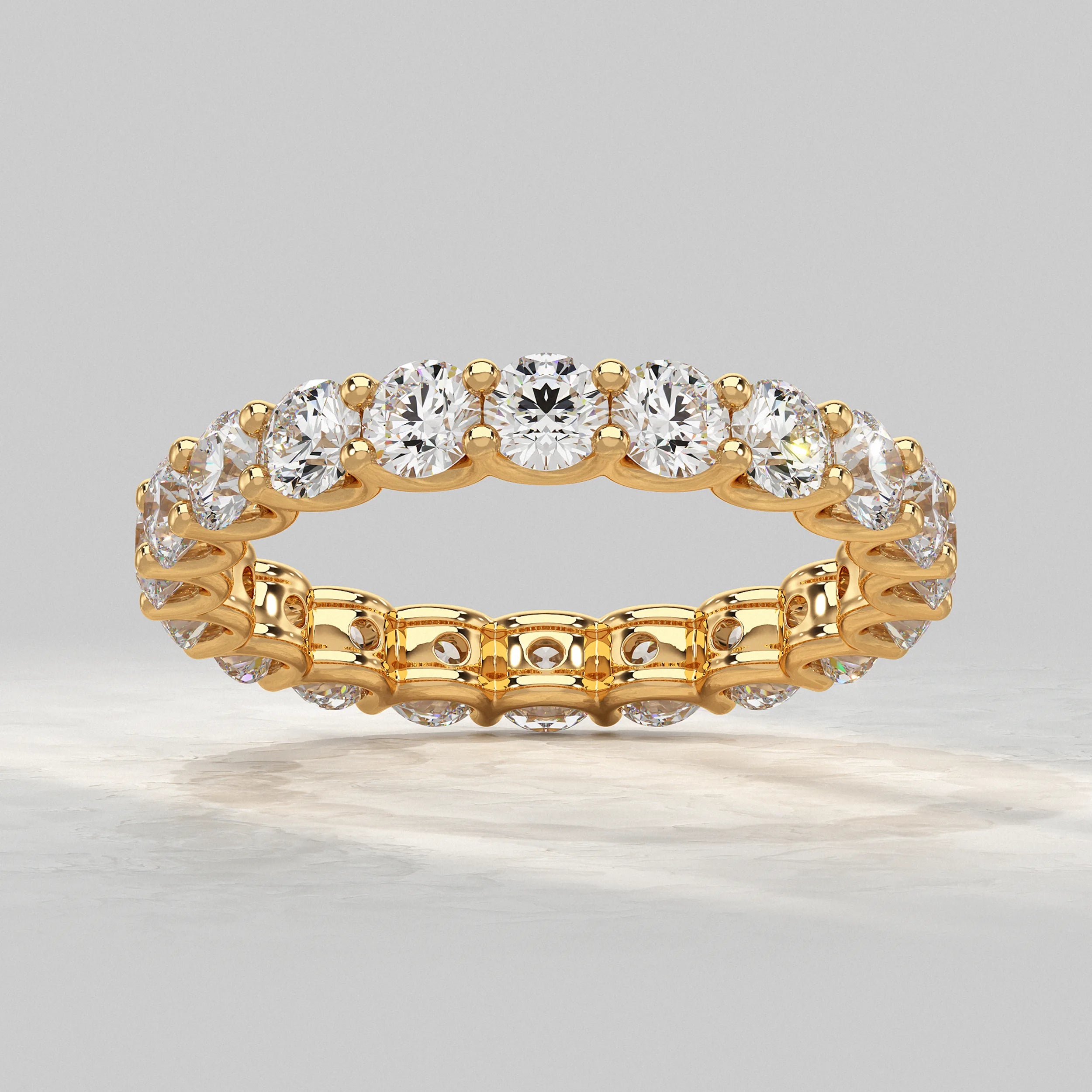Round Lab Diamond Eternity Wedding Band Rings