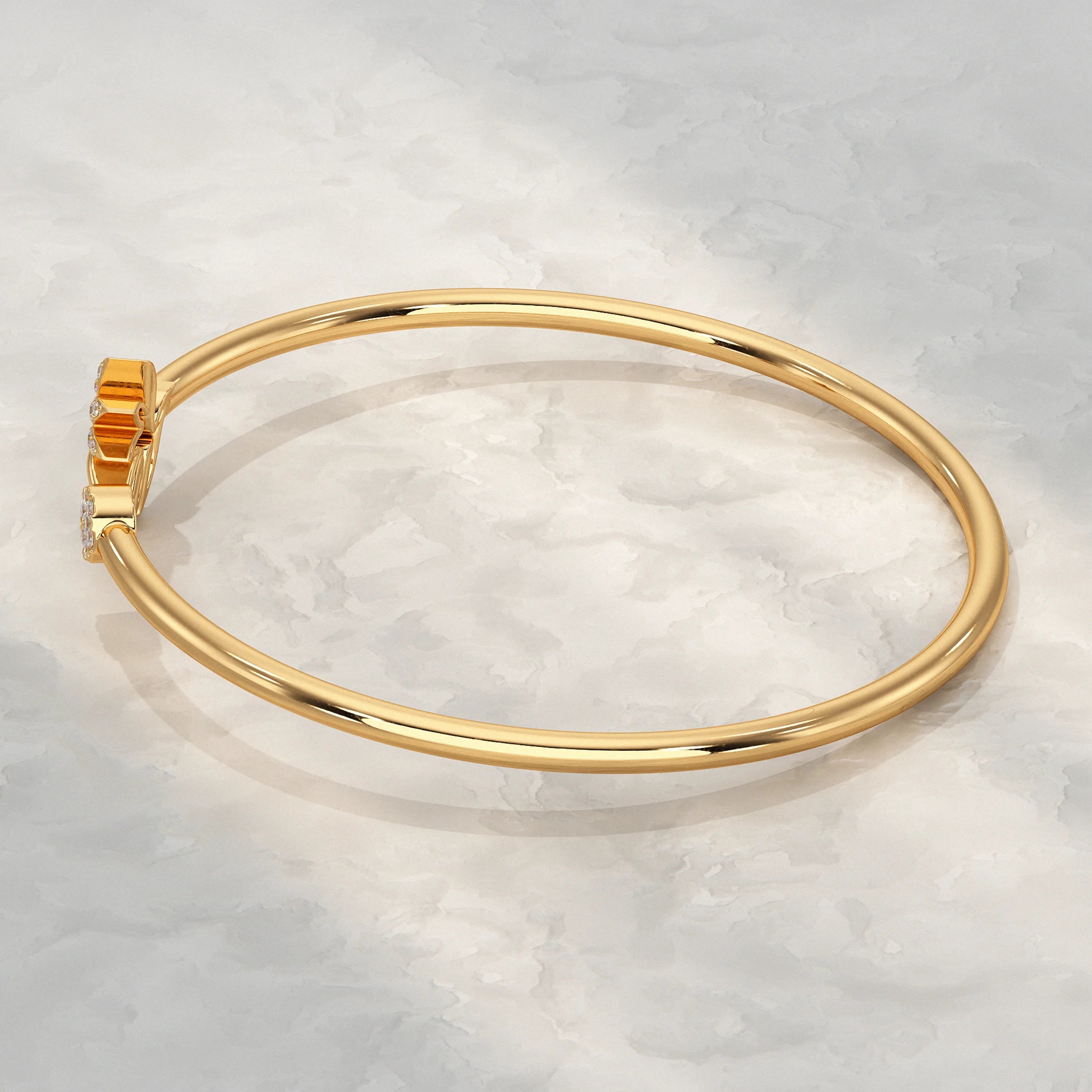 Round Diamond Open Cuff Bangle Bracelet