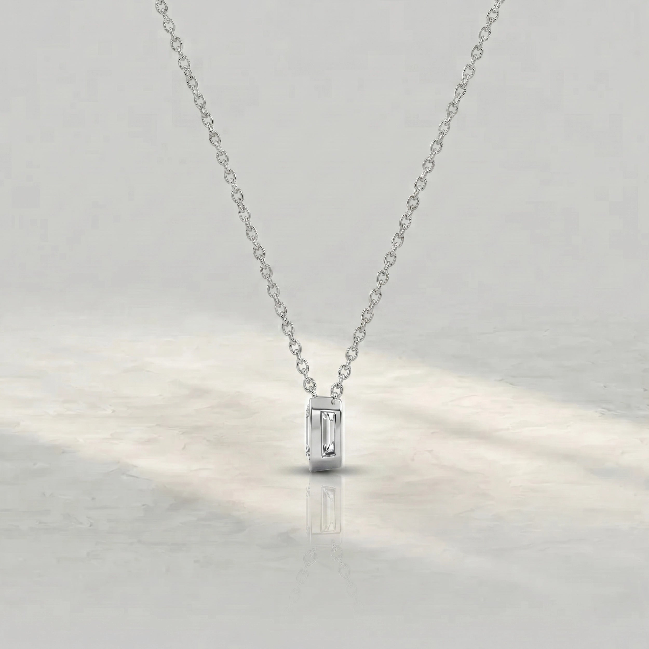 Asscher Lab Diamond Bezel Set Pendant Pendant