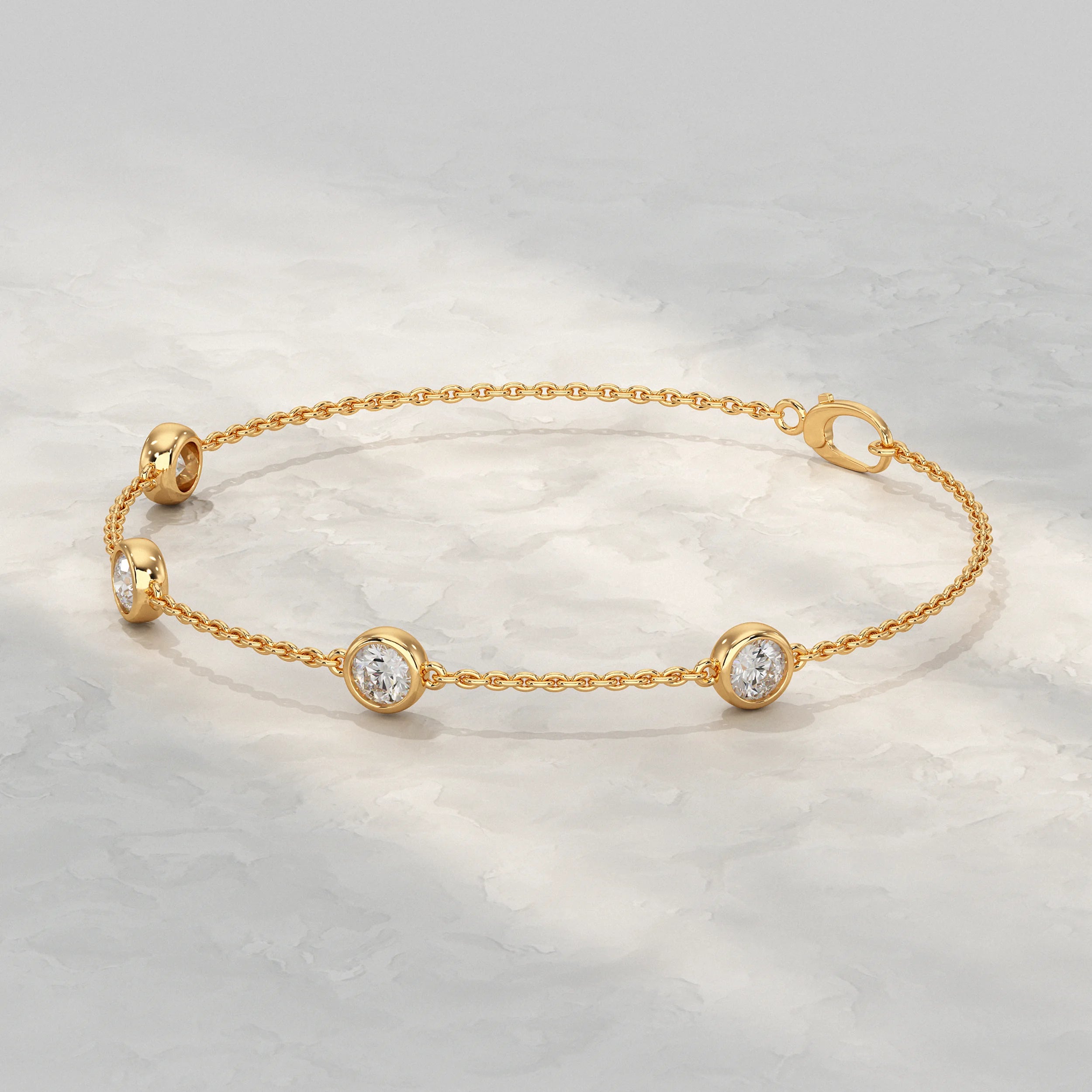Round Cut Bezel Set Chain Bracelet Bracelet