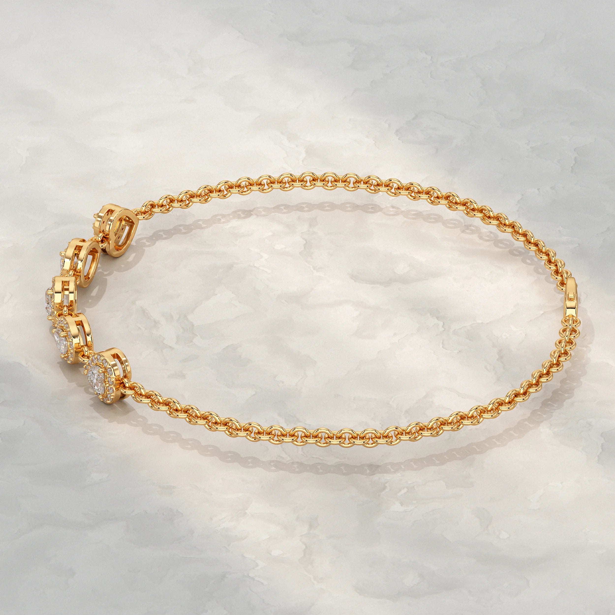 Five Stone Lab Diamond Halo Bracelet Bracelet
