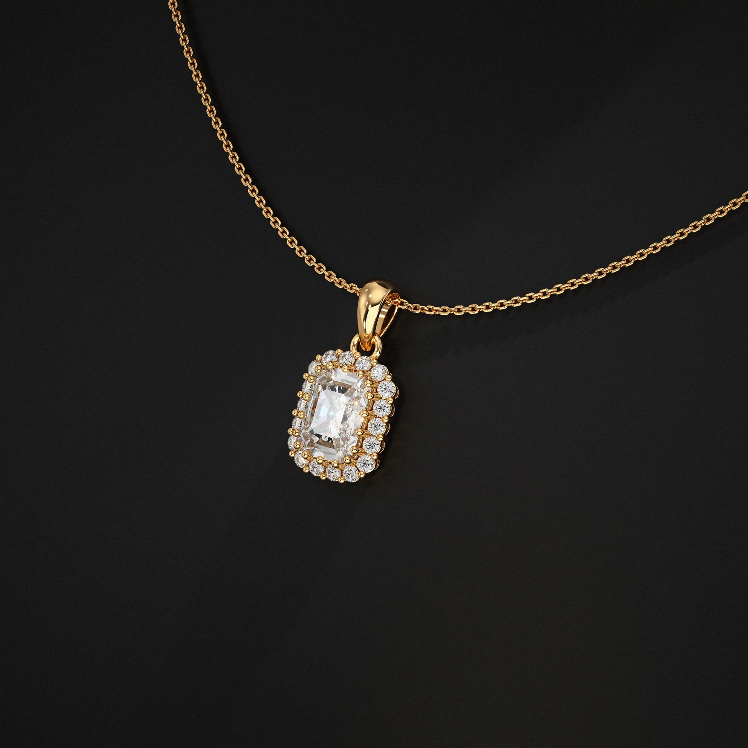Radiant Lab Diamond Halo Pendant Pendant