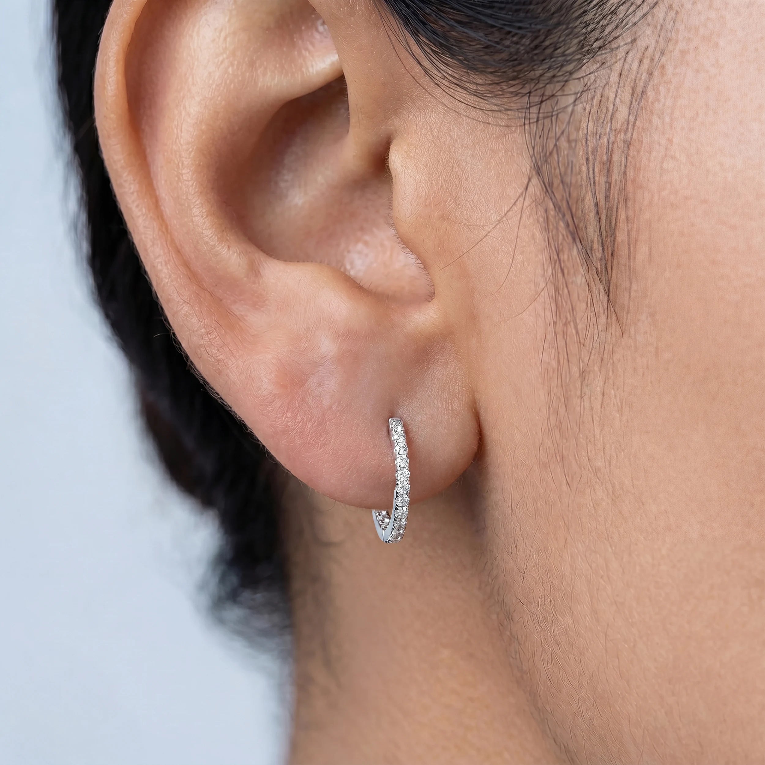 Round Diamond Inside Hoop Earrings Earrings