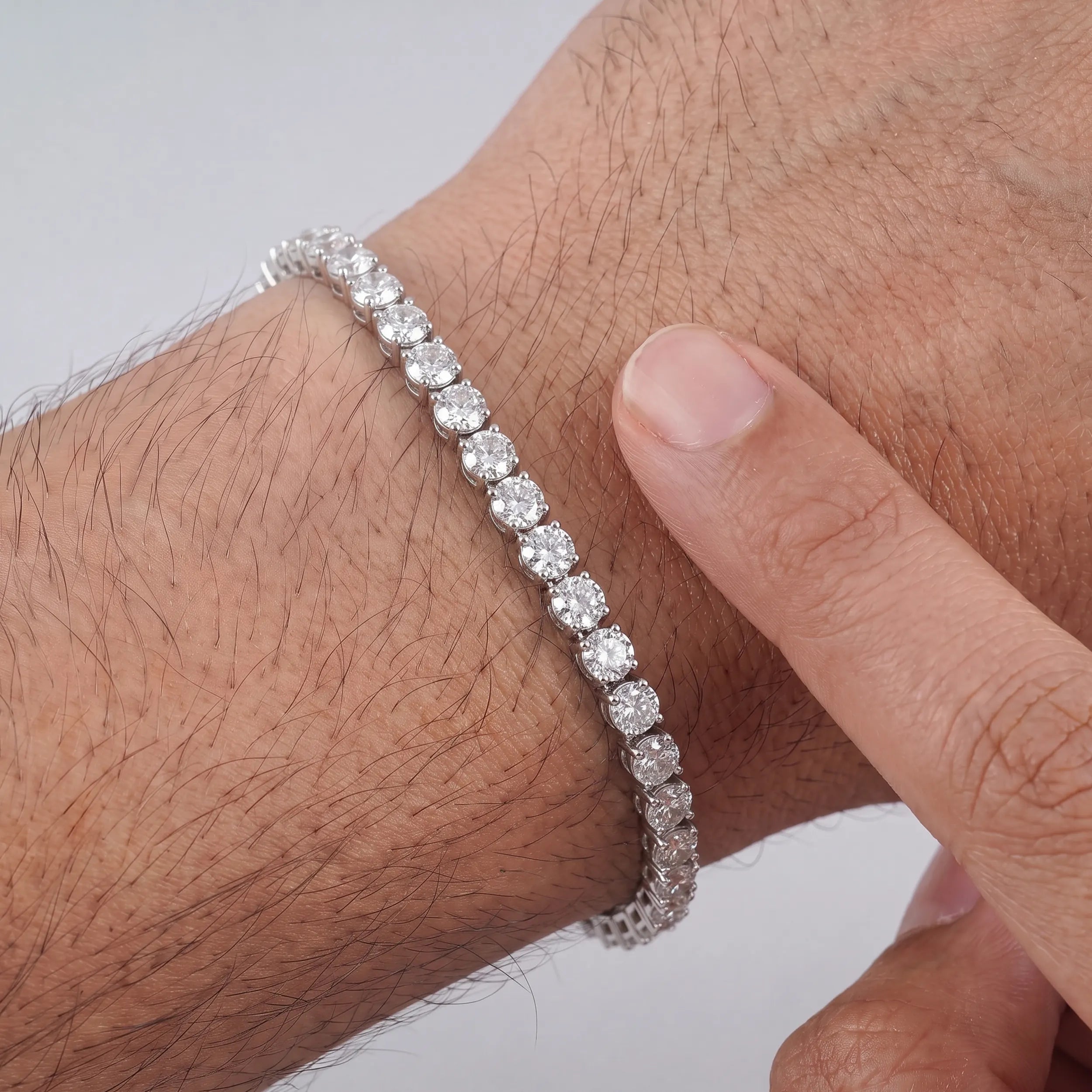 Round Lab Diamond Tennis Bracelet For Men's Bracelet