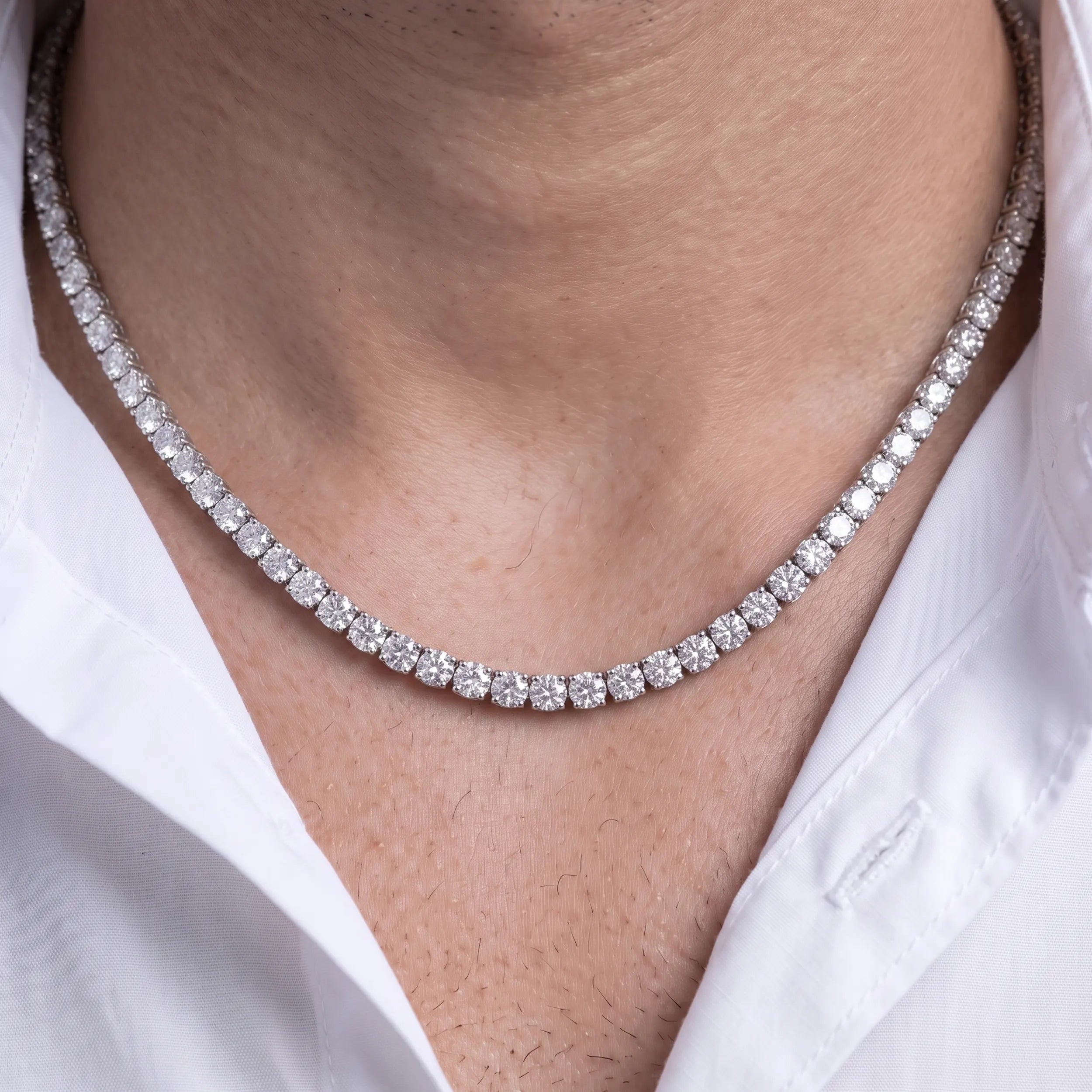 Round Lab Diamond Tennis Men's Necklace Bracelet