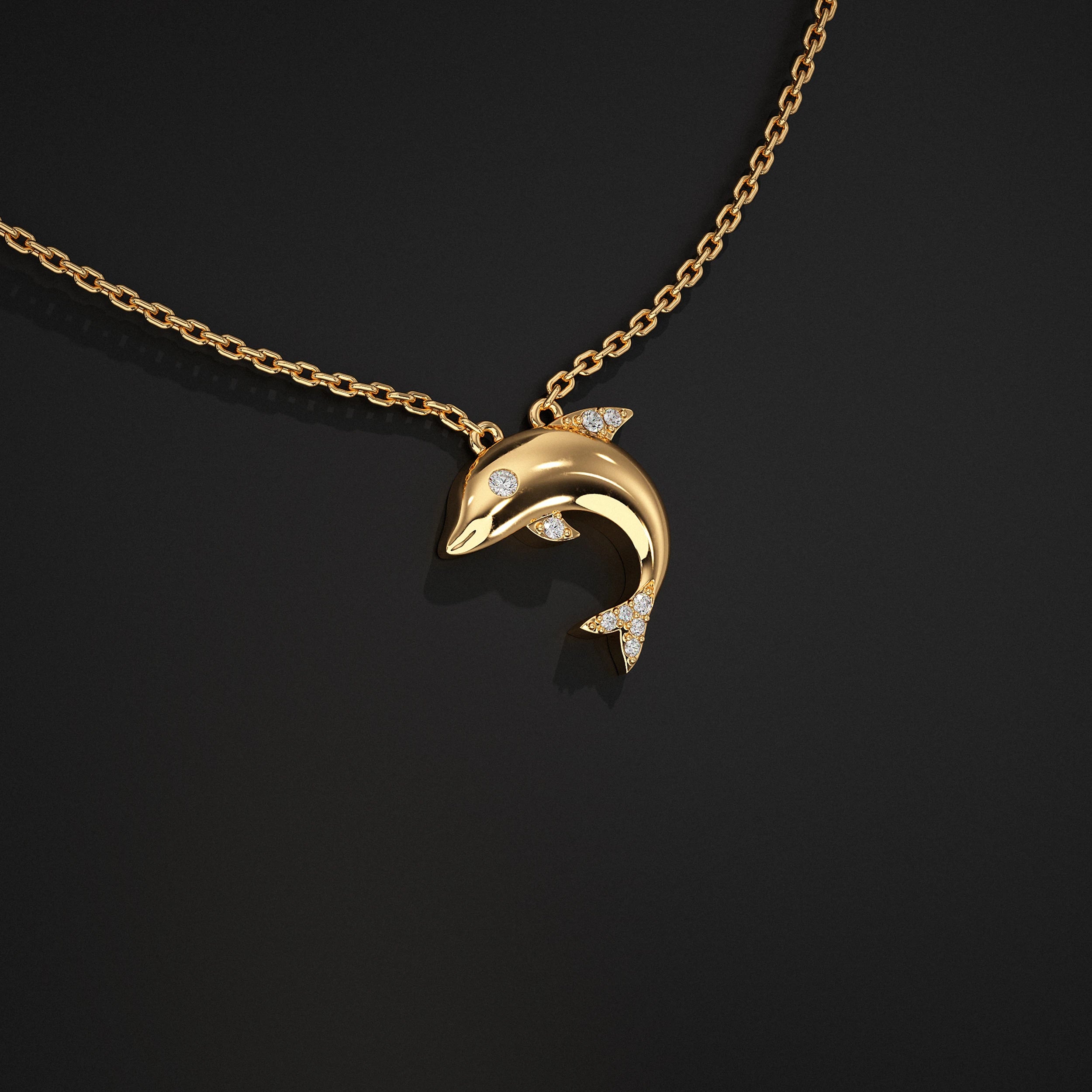 Yellow Gold Dolphin Pendant Pendant
