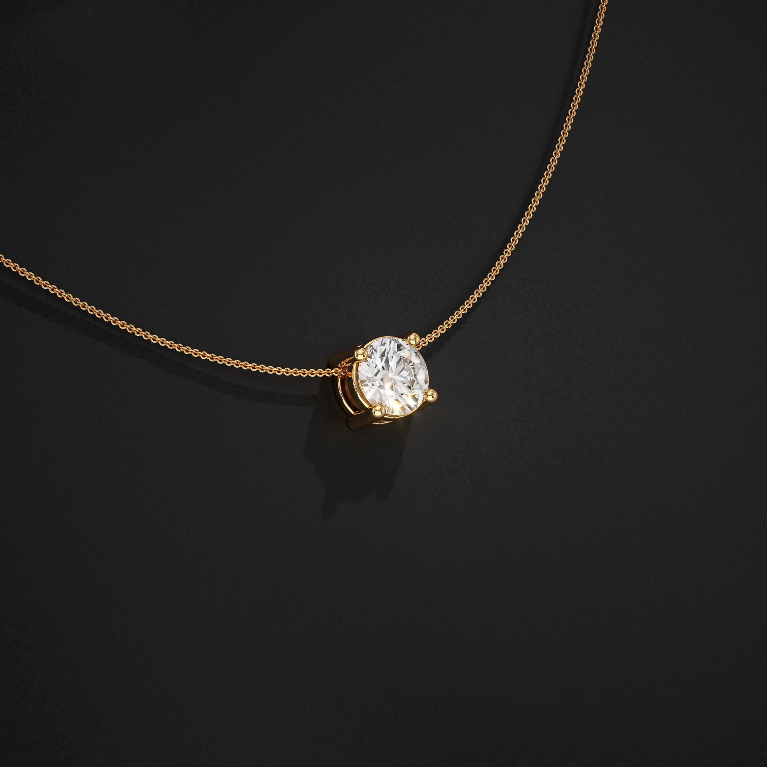 Round Lab Diamond Solitaire Pendant Pendant