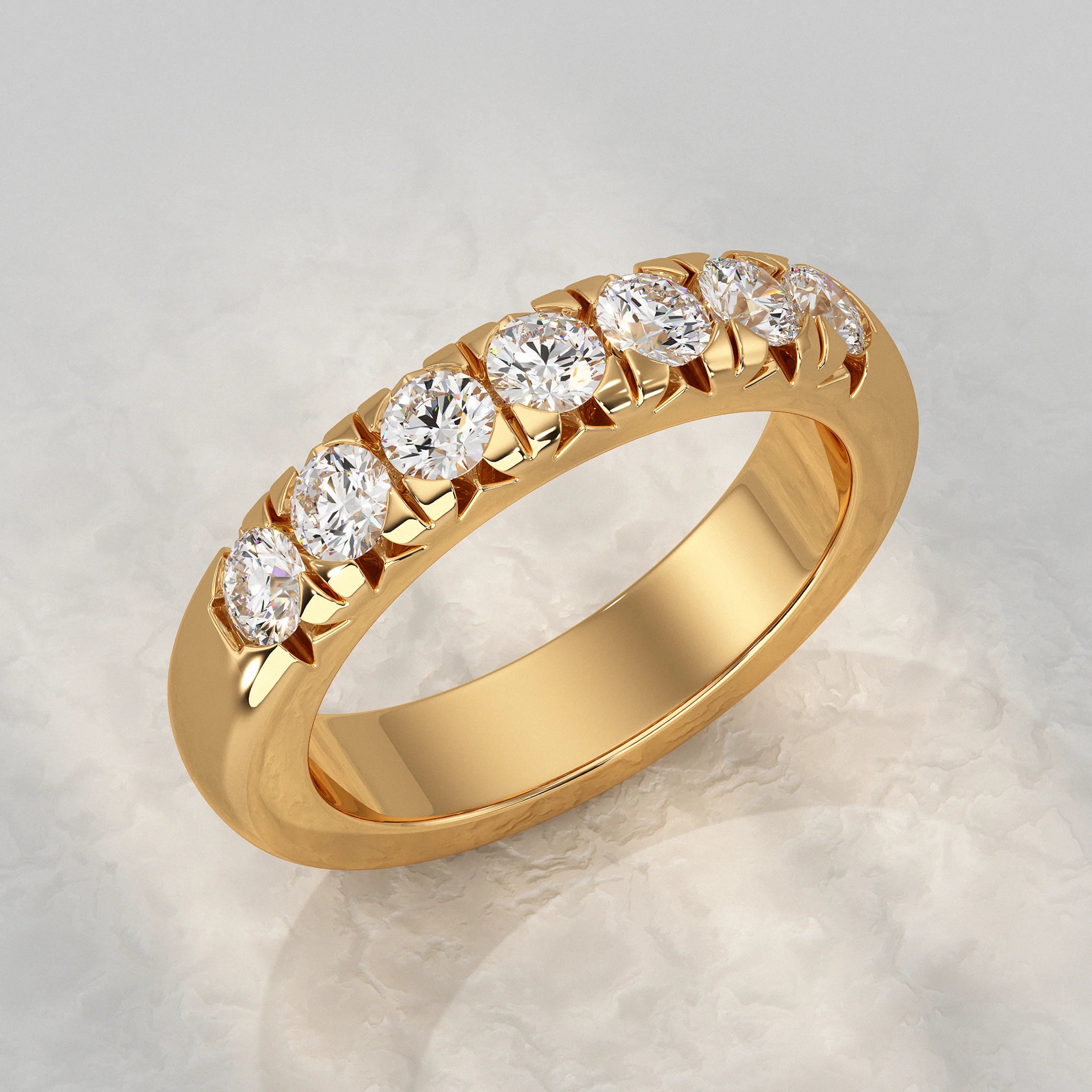 Seven Stone Round Diamond Dainty Band Rings